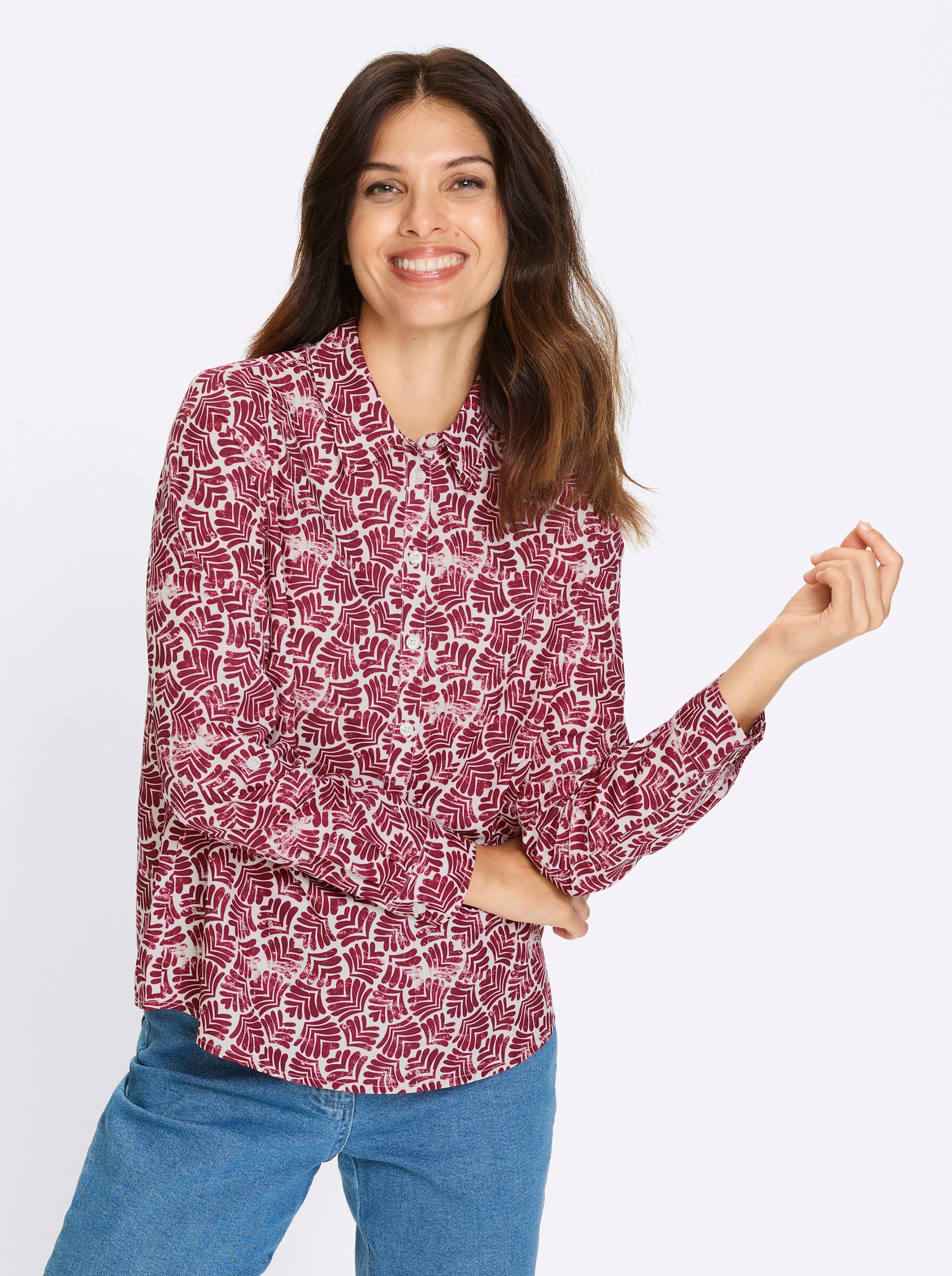 Sieh an! Klassische Bluse Langarm-Bluse .