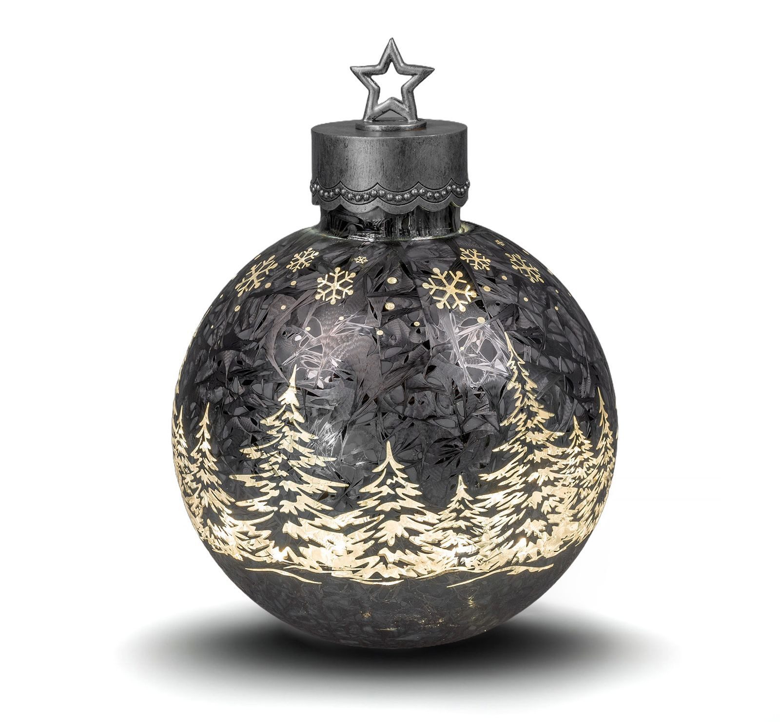 formano LED Dekolicht Deko-Kugel Frosty grau 35 cm mit LED Licht Timer Glas günstig online kaufen