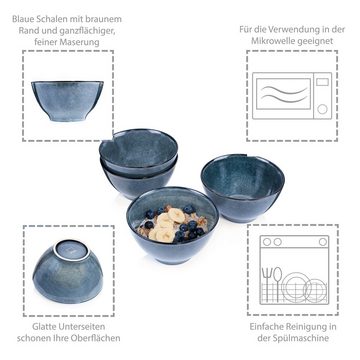 SÄNGER Müslischale Darwin Schalen Set, Steingut, (Set, 4-tlg), Handmade, 800 ml, Blau