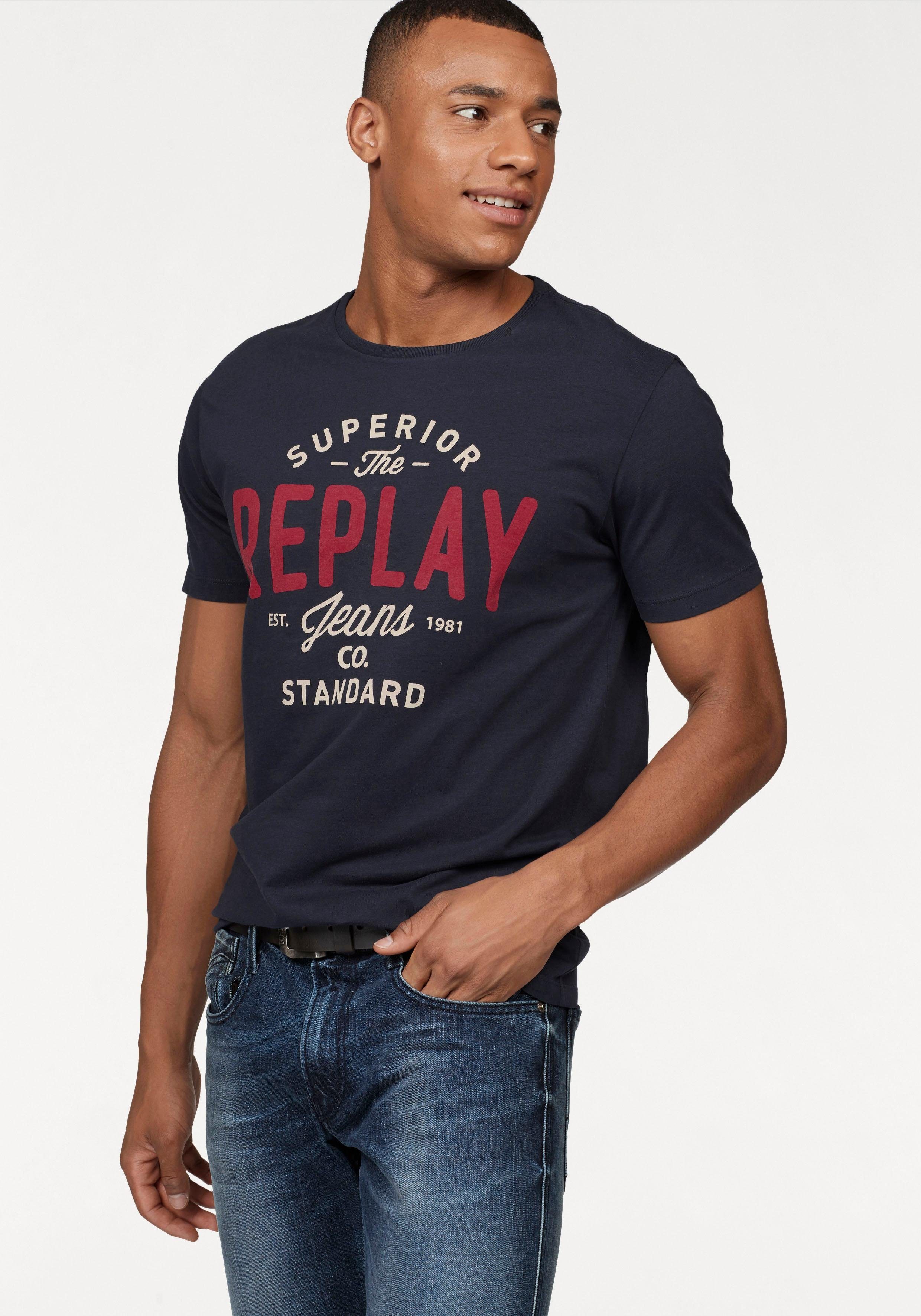 Replay T-Shirt mit Markendruck marine