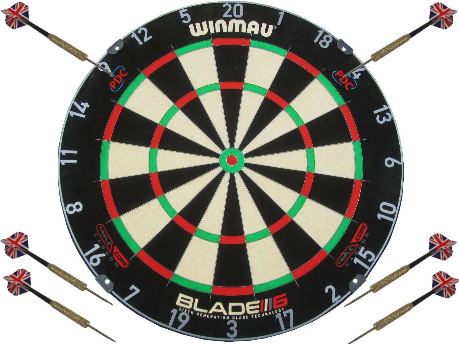 Dartscheibe Winmau Blade 6 Triple Core Carbon Steel Dartboard Pfeile