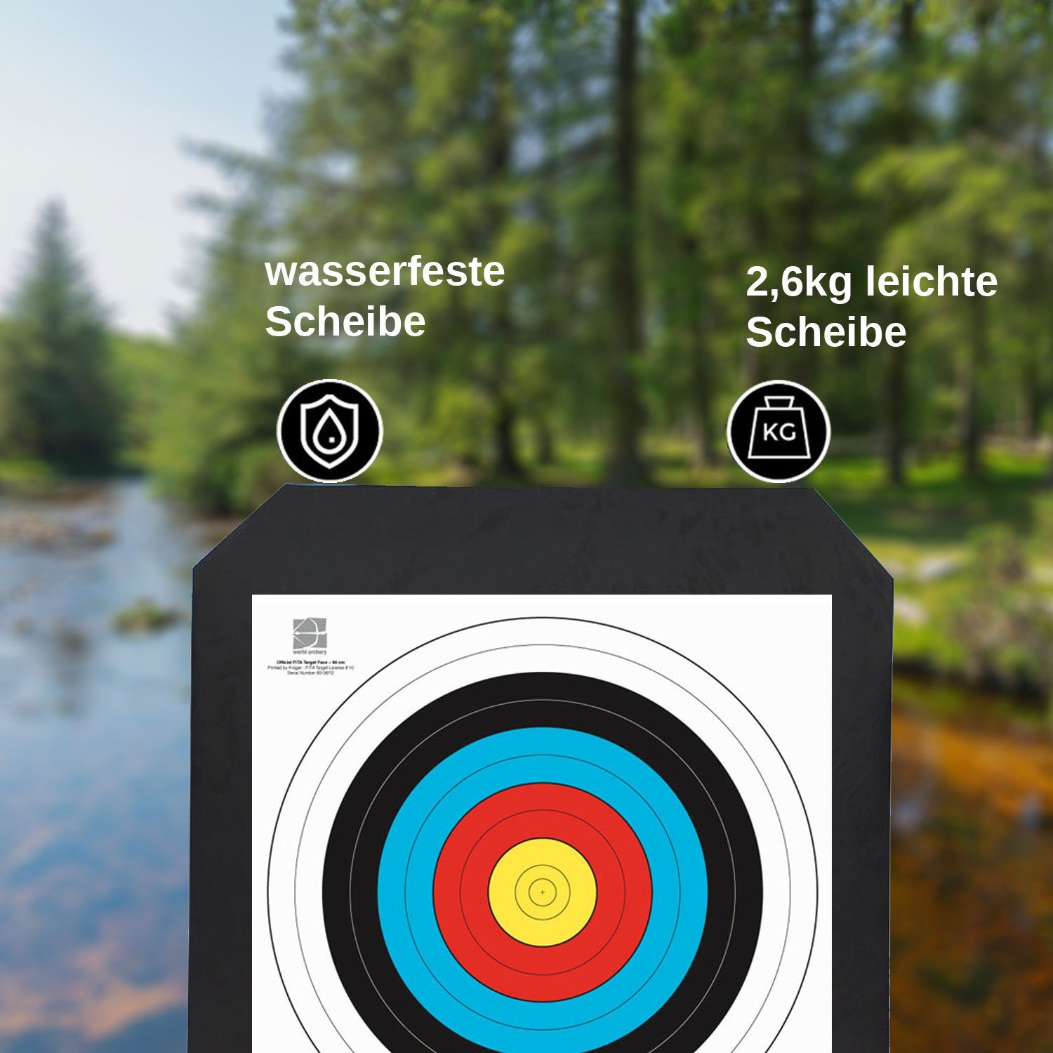 Yate Targets Zielscheibe YATE Bogensport Zielscheibe XXL Polimix 80x80x10cm, einfache Pfeilentfernung, sehr lange Haltbarkeit