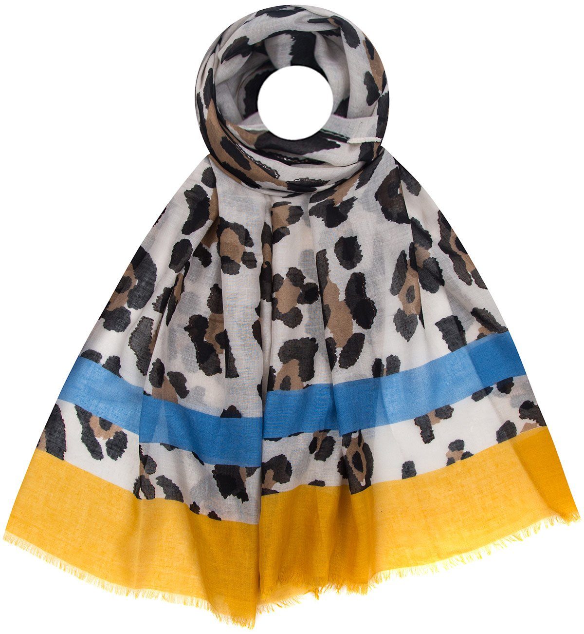 Faera Modeschal, Damen Schal Leoparden Safari Muster weich und leicht gelb