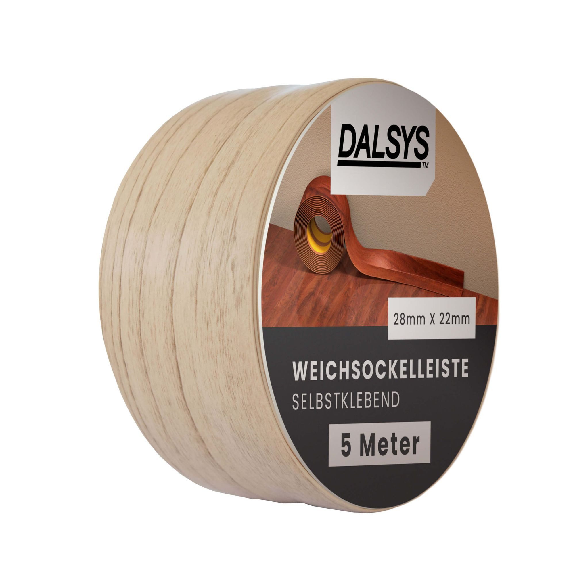 Dalsys Sockelleiste, L: 500 cm, Weichsockelleiste selbstklebend, 1-St., Klebeleiste, Abschlussleiste für Fugen in Wohnbereich, Küche, Bad