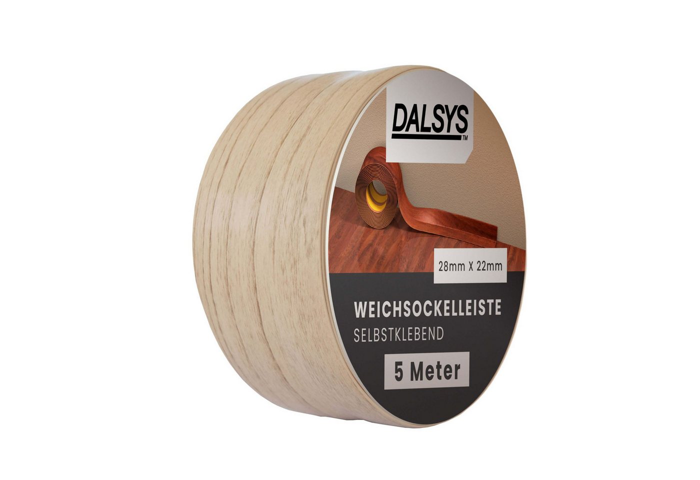 Dalsys Sockelleiste, L: 500 cm, Weichsockelleiste selbstklebend, 1-St., Klebeleiste, Abschlussleiste für Fugen in Wohnbereich, Küche, Bad
