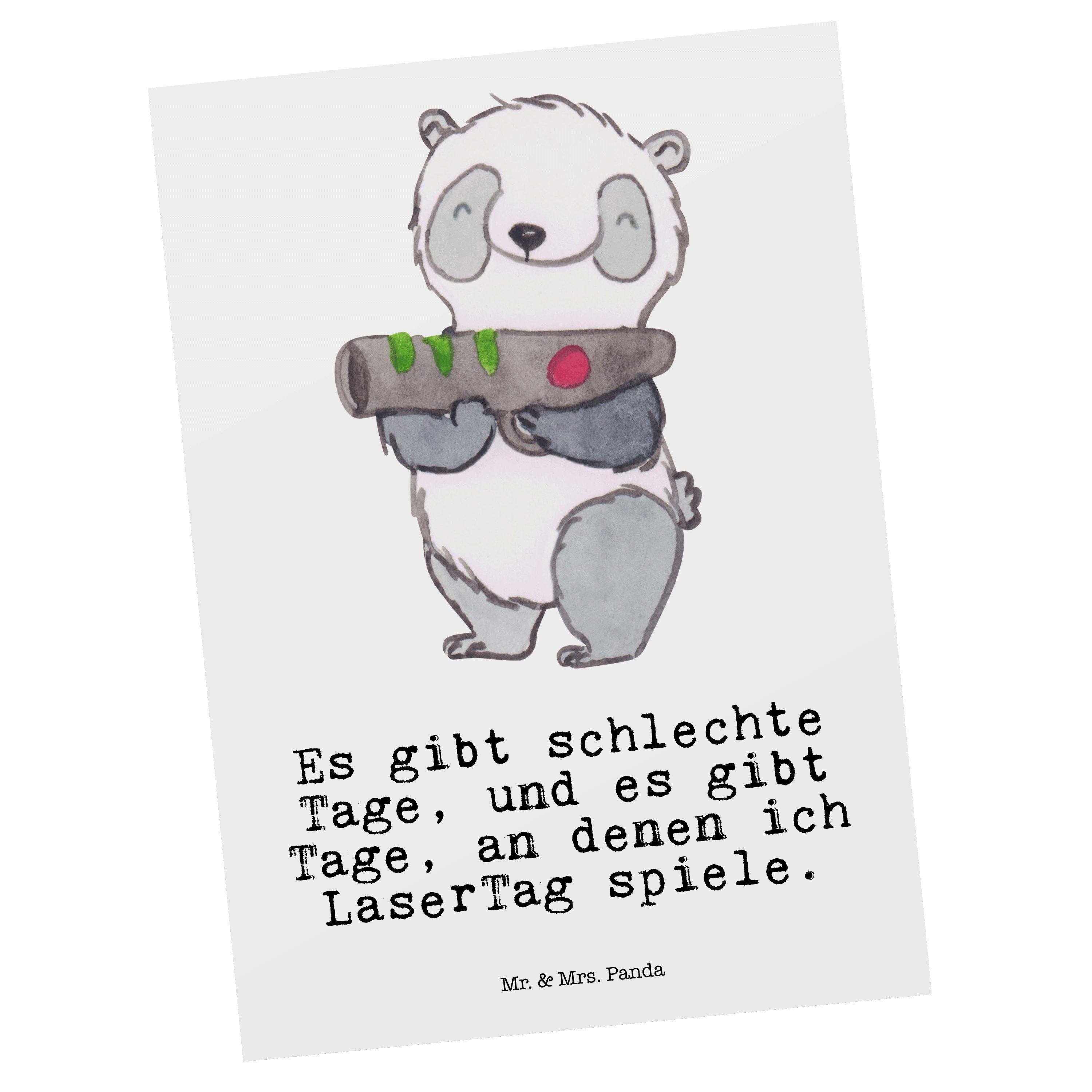 Mr. & Mrs. Panda Postkarte Panda LaserTag Tage - Weiß - Geschenk, Sport, Gewinn, Einladung, Lase