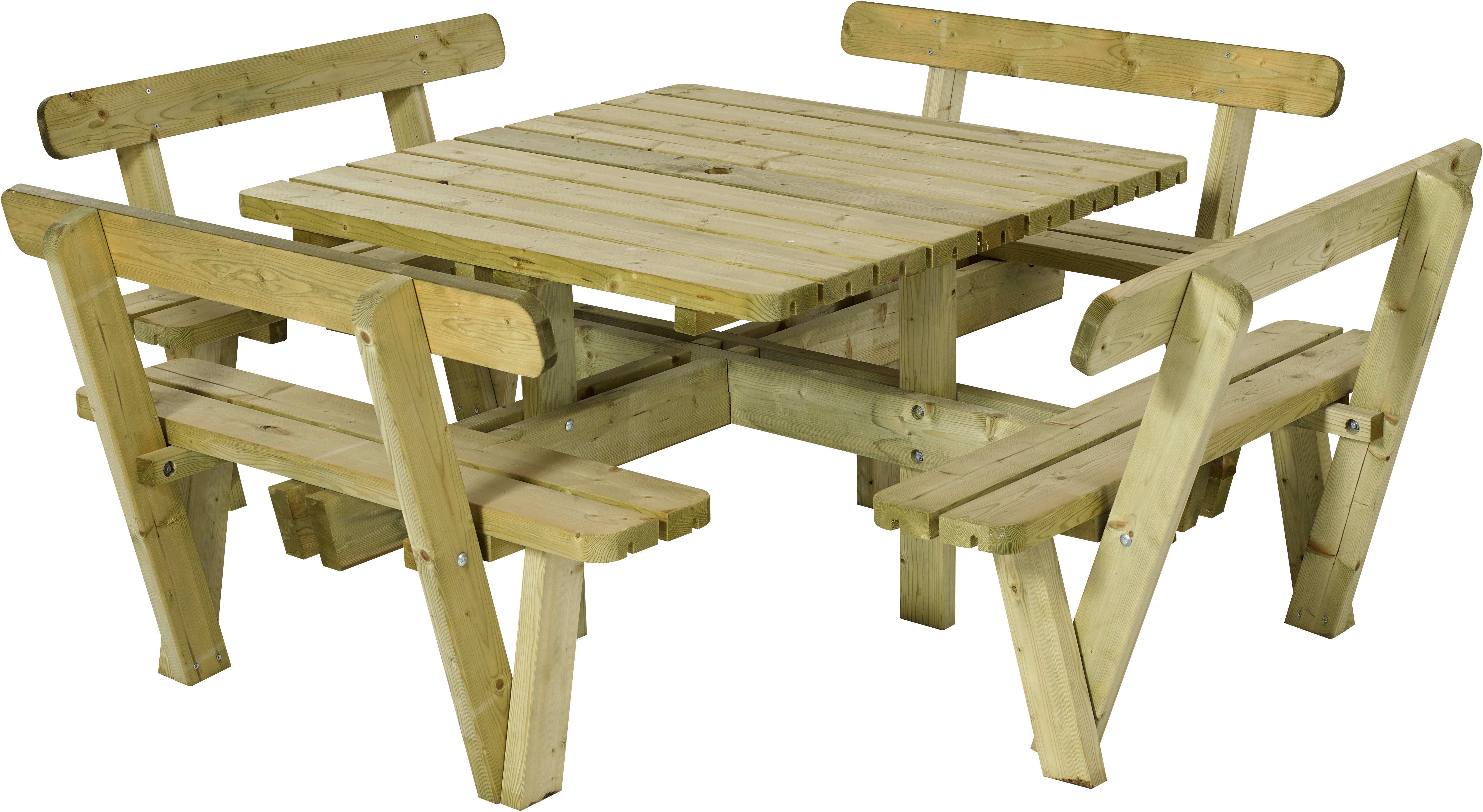 PLUS Garten-Essgruppe Kombimöbel 4-eckig m/Rückenlehnen, (1-tlg), 237x237x72/84 cm, mit Rückenlehnen