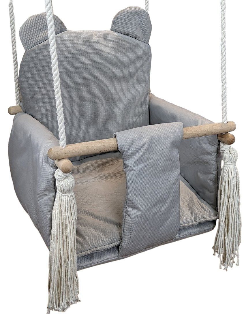 Pamek Einzelschaukel Suße Kinderschaukel Babyschaukel mit Gurt Schaukel Holz Geschenk, Dicke Metallringe zum aufhängen.