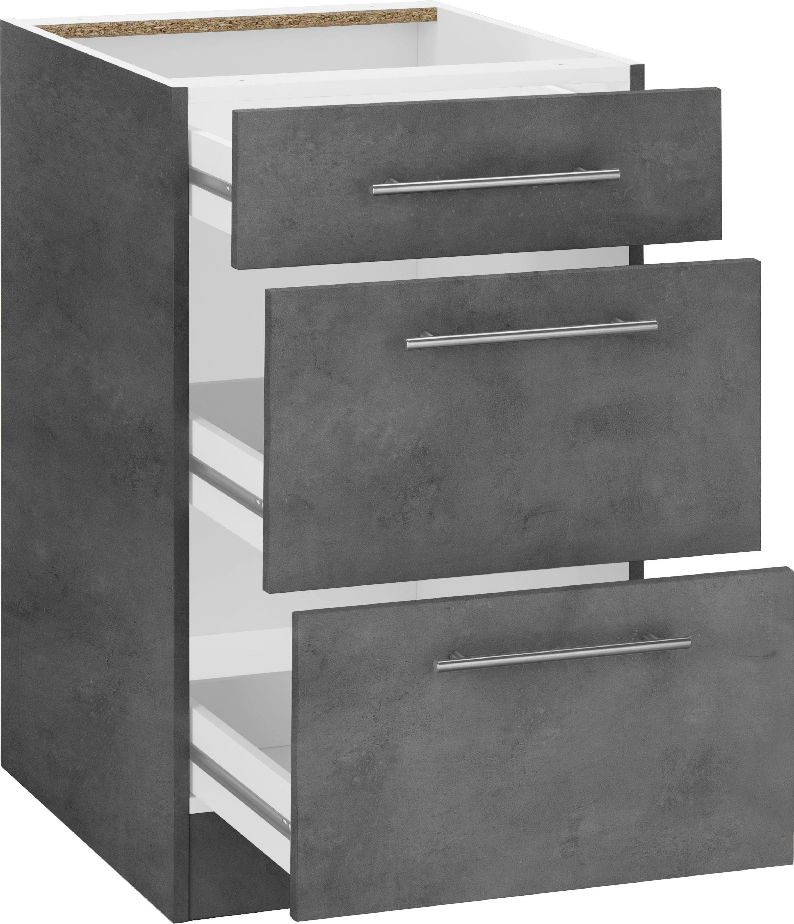 wiho Küchen Unterschrank Cali 50 cm breit, mit 2 großen Auszügen ohne Arbeitsplatte