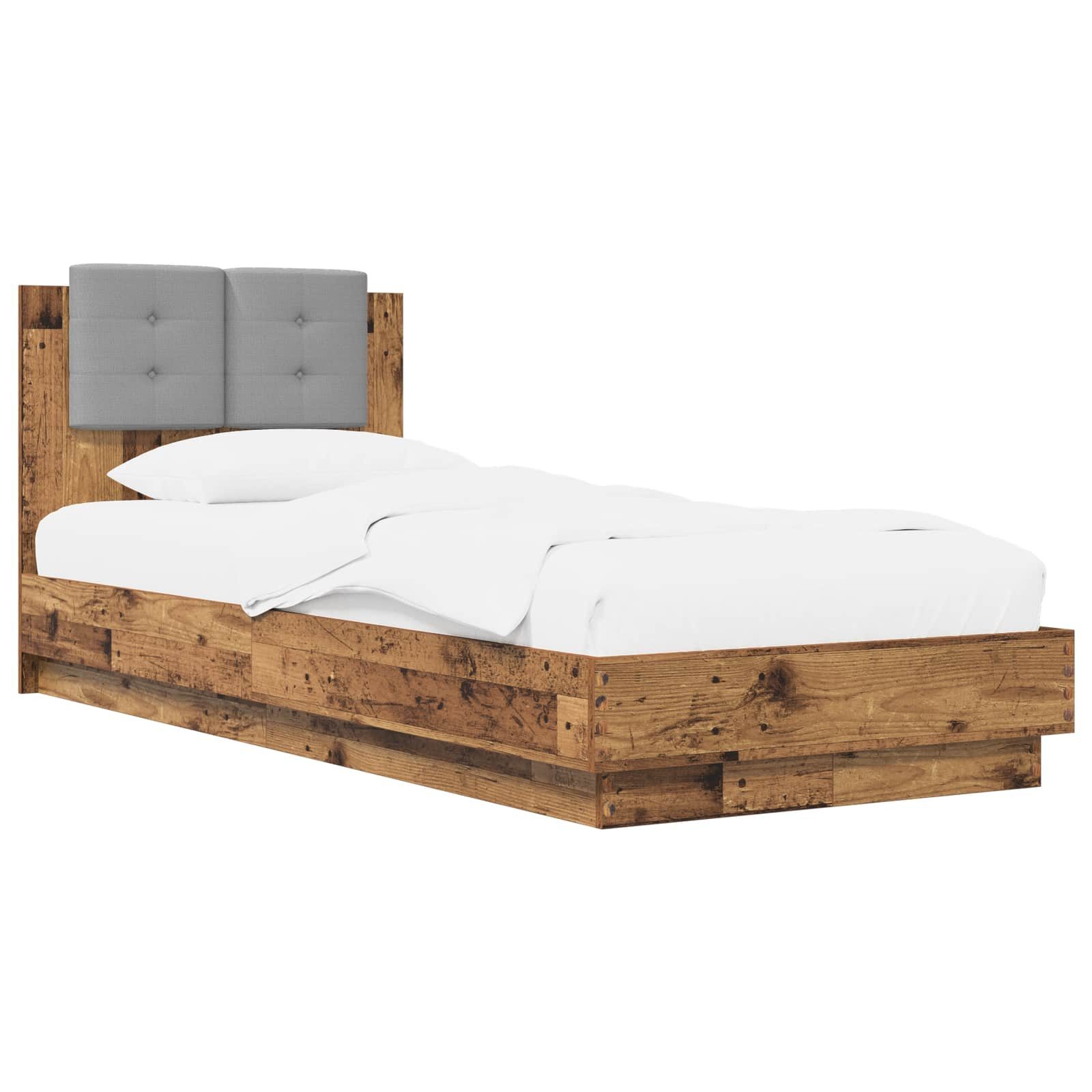vidaXL Bett Bettgestell mit Kopfteil Altholz 80 x 200 cm Holzwerkstoff (1-tlg)