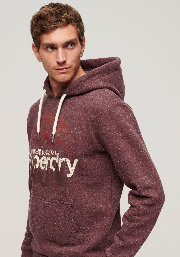 Heather Superdry CL OUTDOORS Burgundy GRAPHIC HOOD GREAT Kapuzensweatshirt