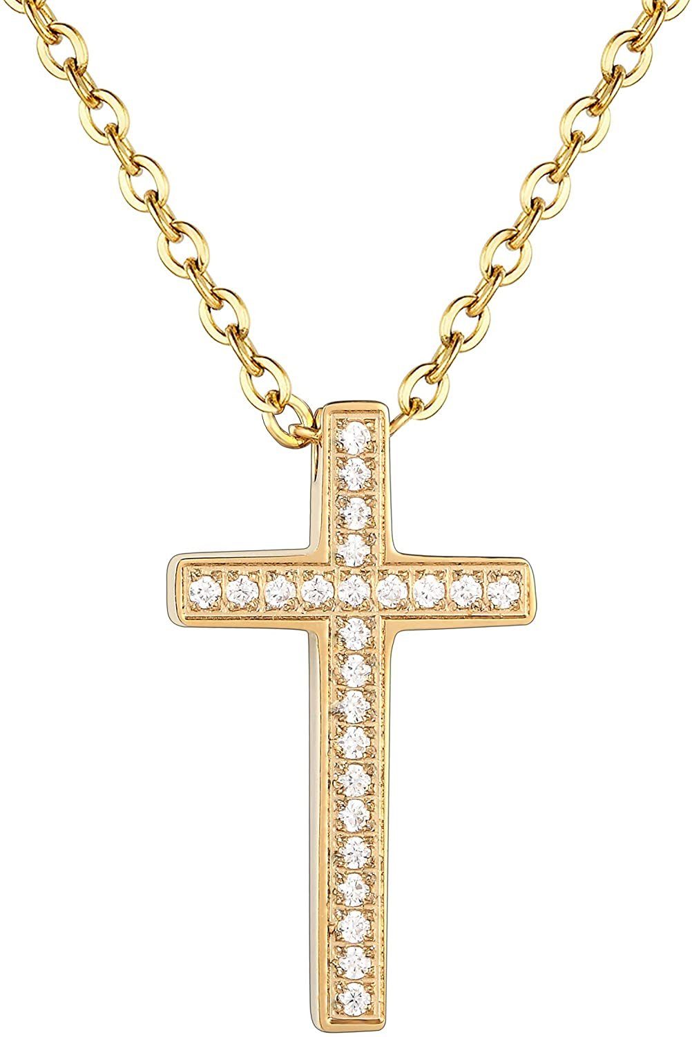 Kette mit Anhänger Karisma Damen Edelstahl Collier Anhänger Kette - Kreuz Zirkonia