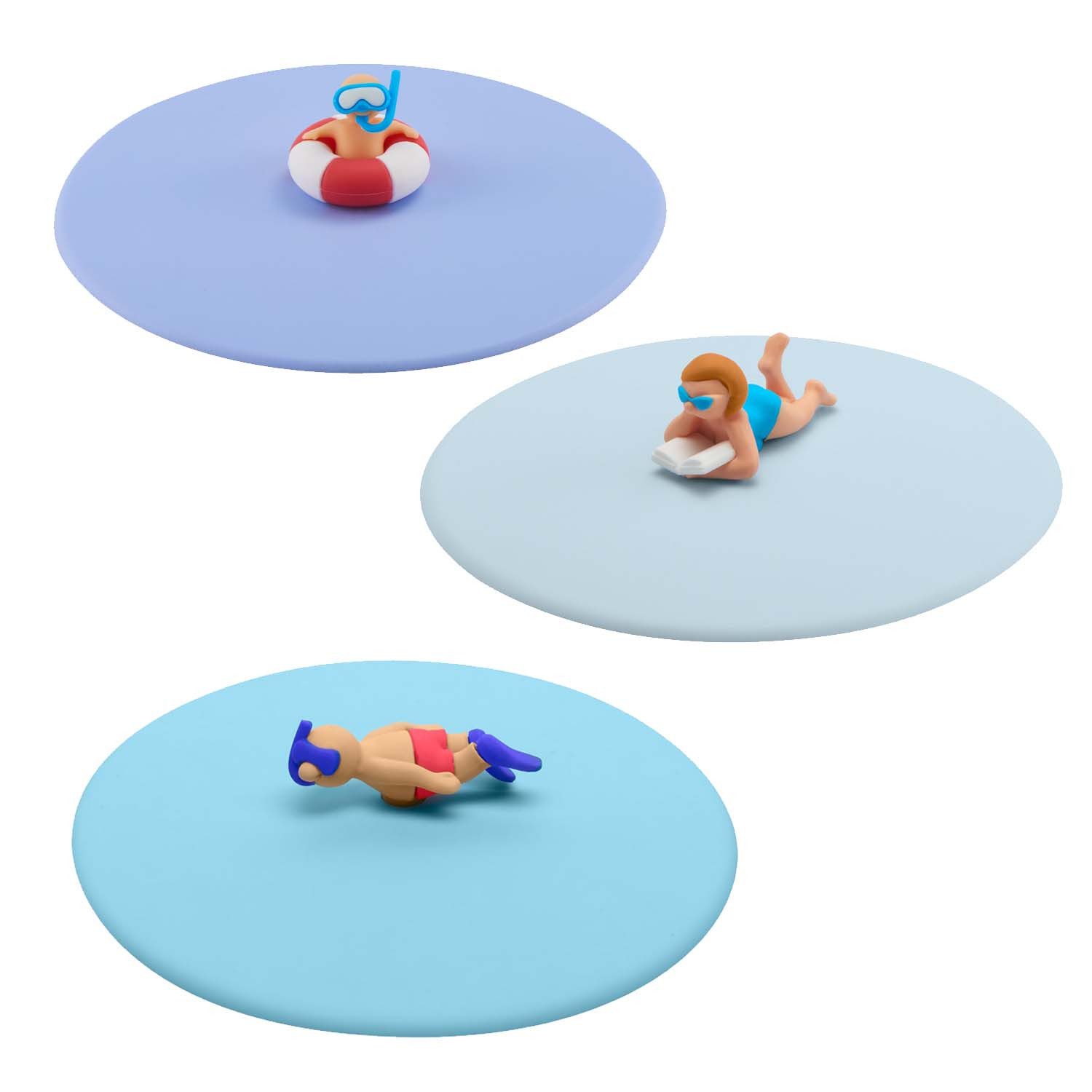 Lurch Glas Glasabdeckung Glas Deckel Beach Mix 3er Set aus Silikon, Silikon