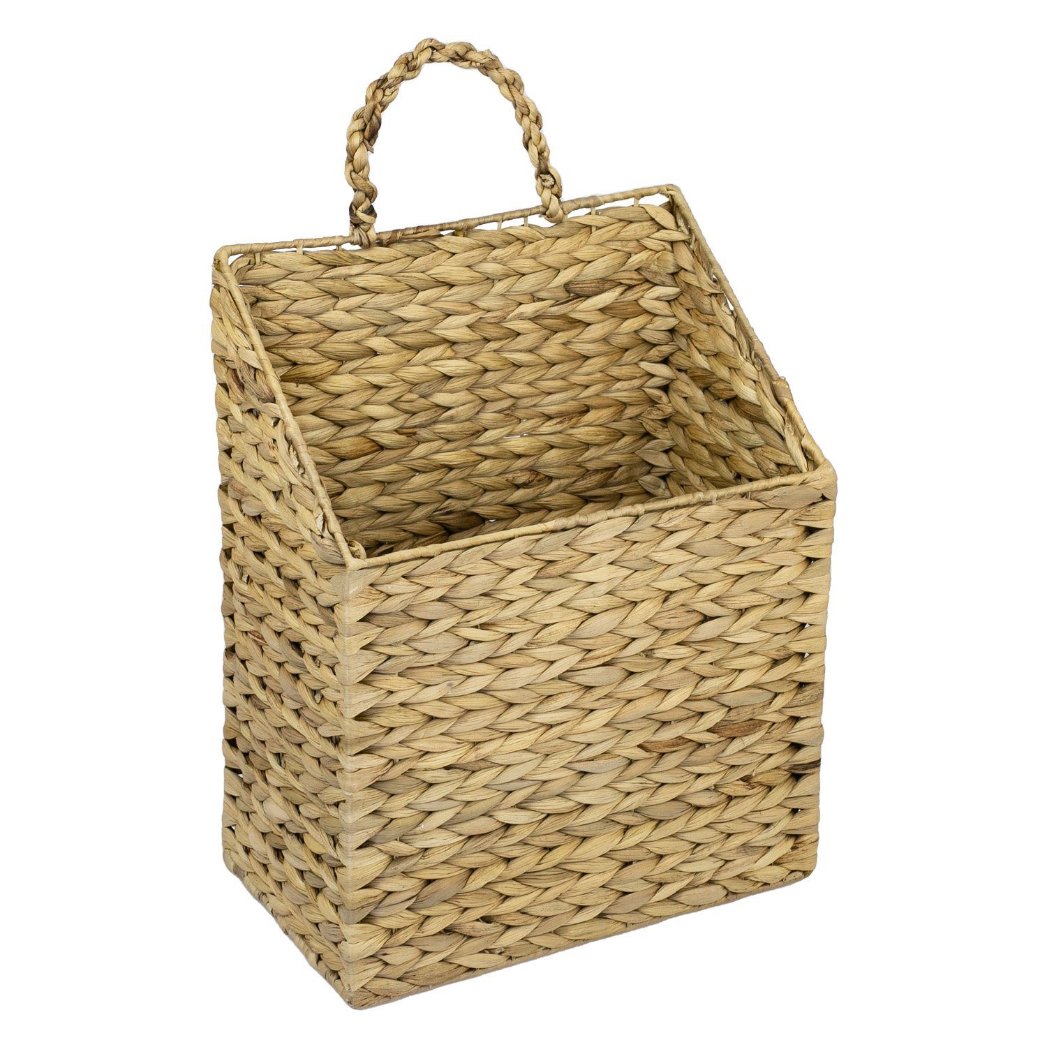 HMF Flechtkorb Hängekorb aus Wasserhyazinthe (1 St), Zeitungskorb zum Aufhängen, 30 x 17,5 x 38 cm