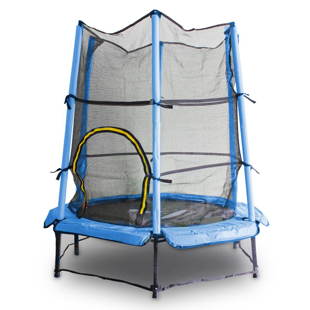 Trampolin-King Kindertrampolin 140cm mit Sicherheitsnetz und Randabdeckung Blau, Ø 3 cm, (MS-17512)