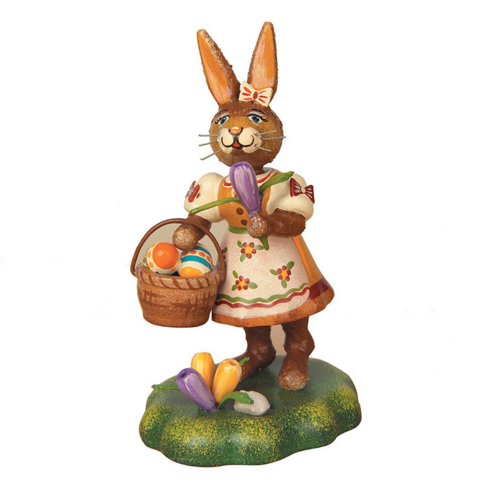 Hubrig Volkskunst Zschorlau Erzgebirge Osterhase Hubrig Hasenmutter mit Krokus