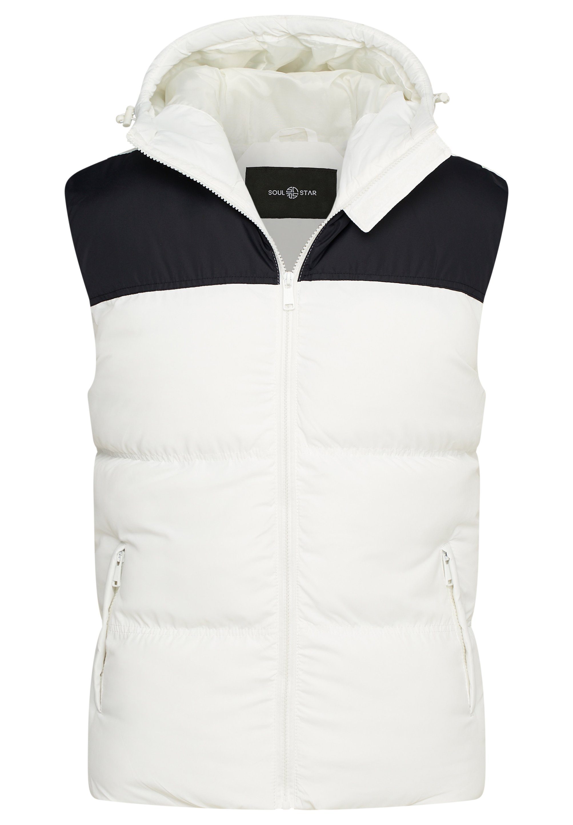 SOULSTAR Steppweste S2MOLDE Winterjacke mit Bodywarmer warmer Kapuze Panel-Weiß