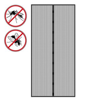 ECD Germany Fliegengitter-Gewebe Moskitonetz Insektenschutz Fliegenschutz Mückengitter Mückenschutz, Schwarz 100x210cm Klebmontage ohne Boren Magnet Vorhang