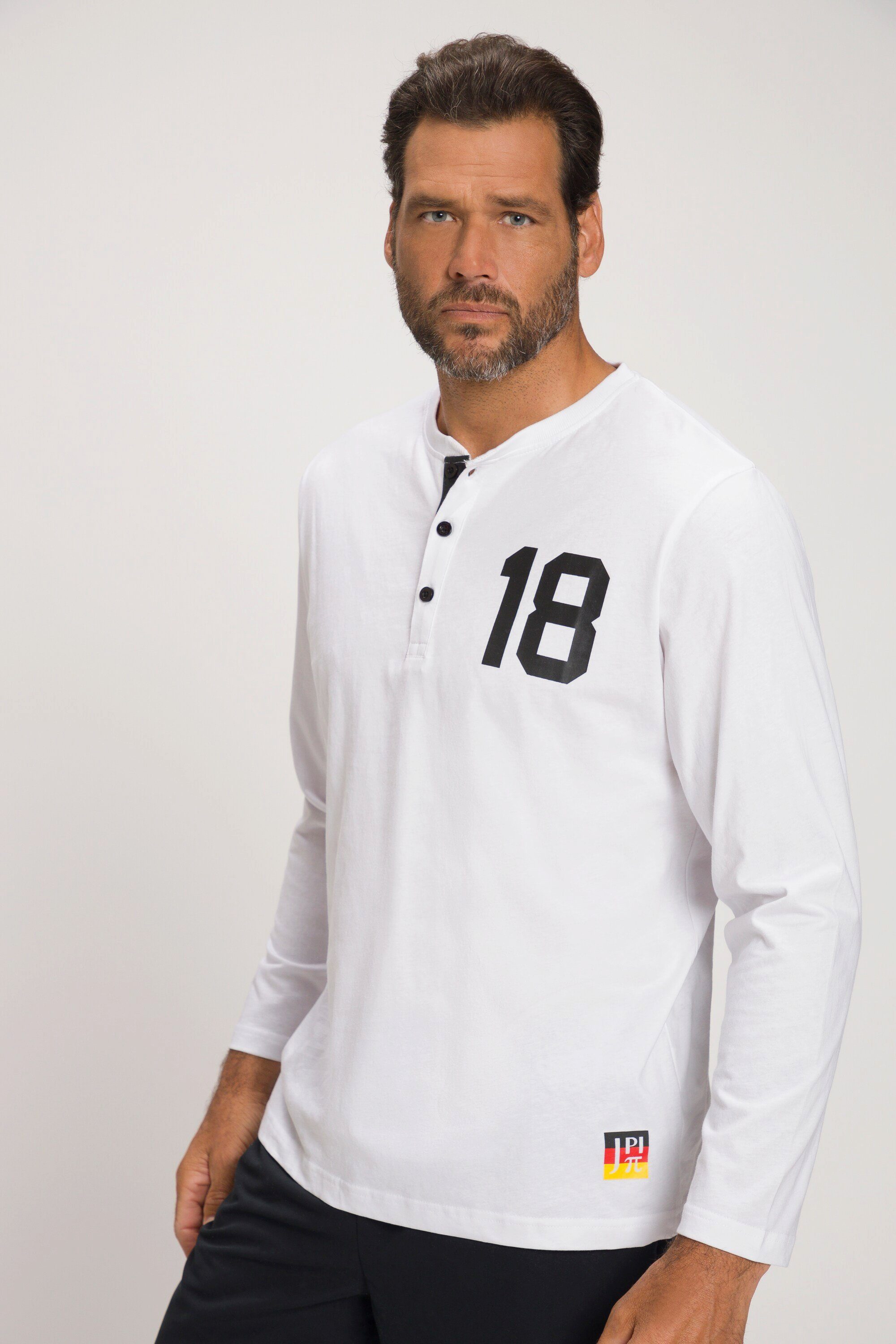 JP1880 T-Shirt Henley Fußball WM Langarm schneeweiß | T-Shirts