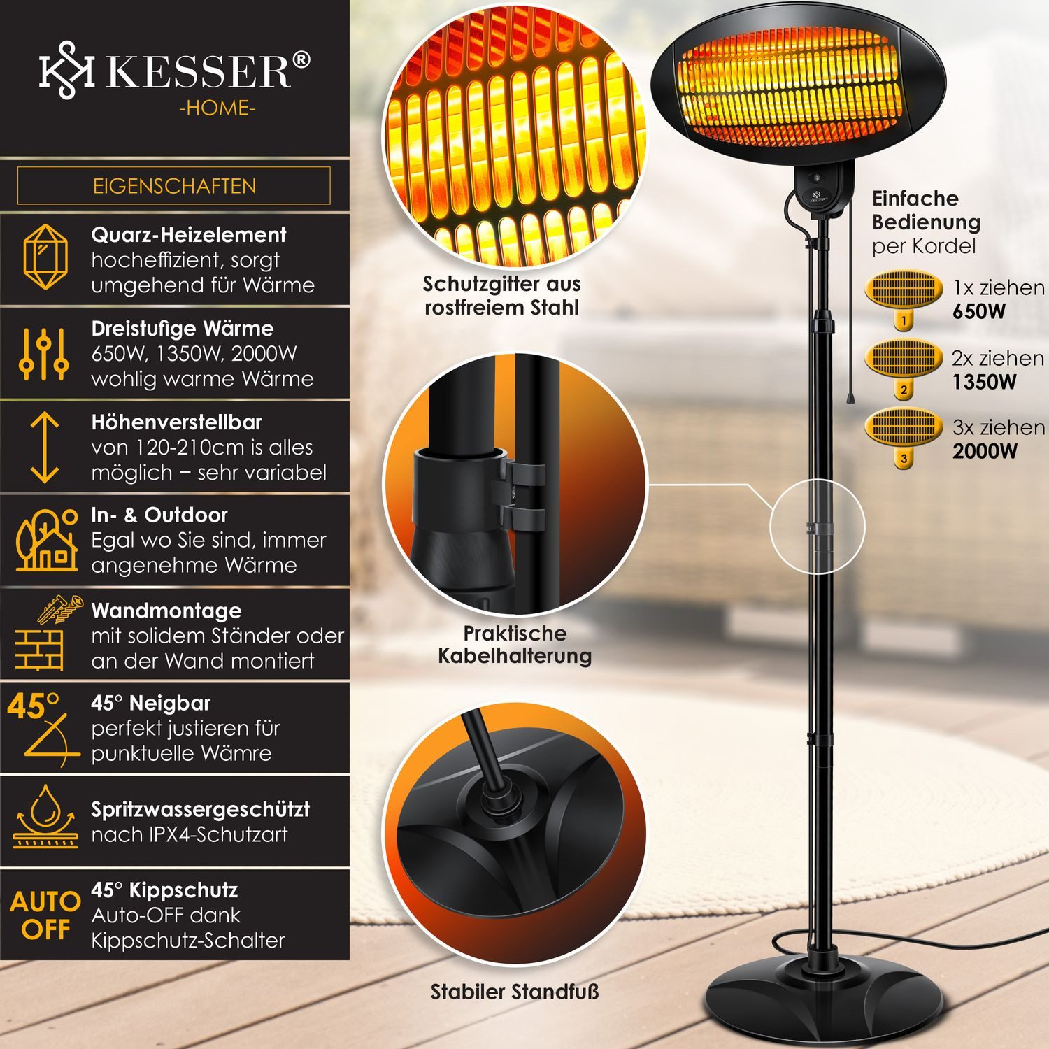 KESSER Heizstrahler, 2000 W, 2000 Watt günstig online kaufen