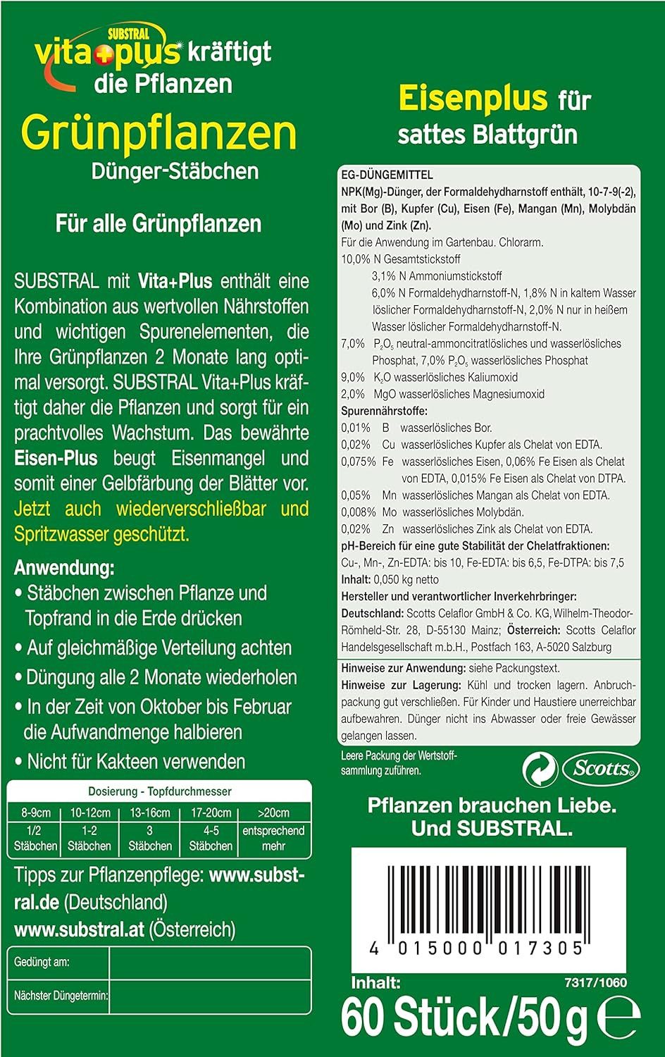 Evergreen Pflanzenstärkungsmittel Substral Dünger-Stäbchen für Grünpflanzen günstig online kaufen