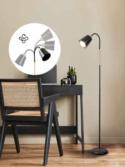 ANTEN LED Stehlampe Metall LED Stehleuchte E27 360° Schwenkbare Leselampe Schwarz, für Wohnzimmer Schlafzimmer Sofa Lamp, Höhe 159cm