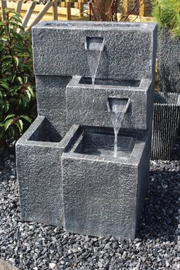 Arnusa Gartenbrunnen Solar Springbrunnen Grada mit Beleuchtung und Akku Solarmodul, 47,50 cm Breite, Wasserspiel Terrassenbrunnen 75 cm