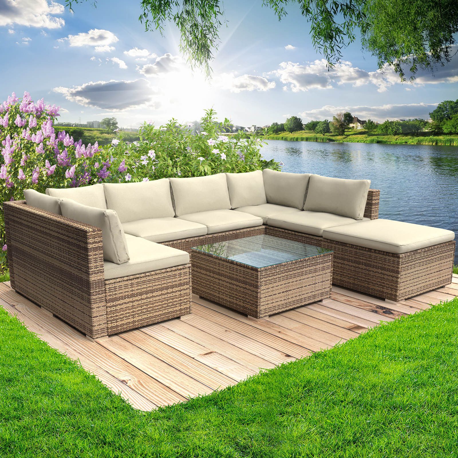 BRAST GartenloungeSet Sunshine für 5 Personen inkl. extra Dicke Kissen