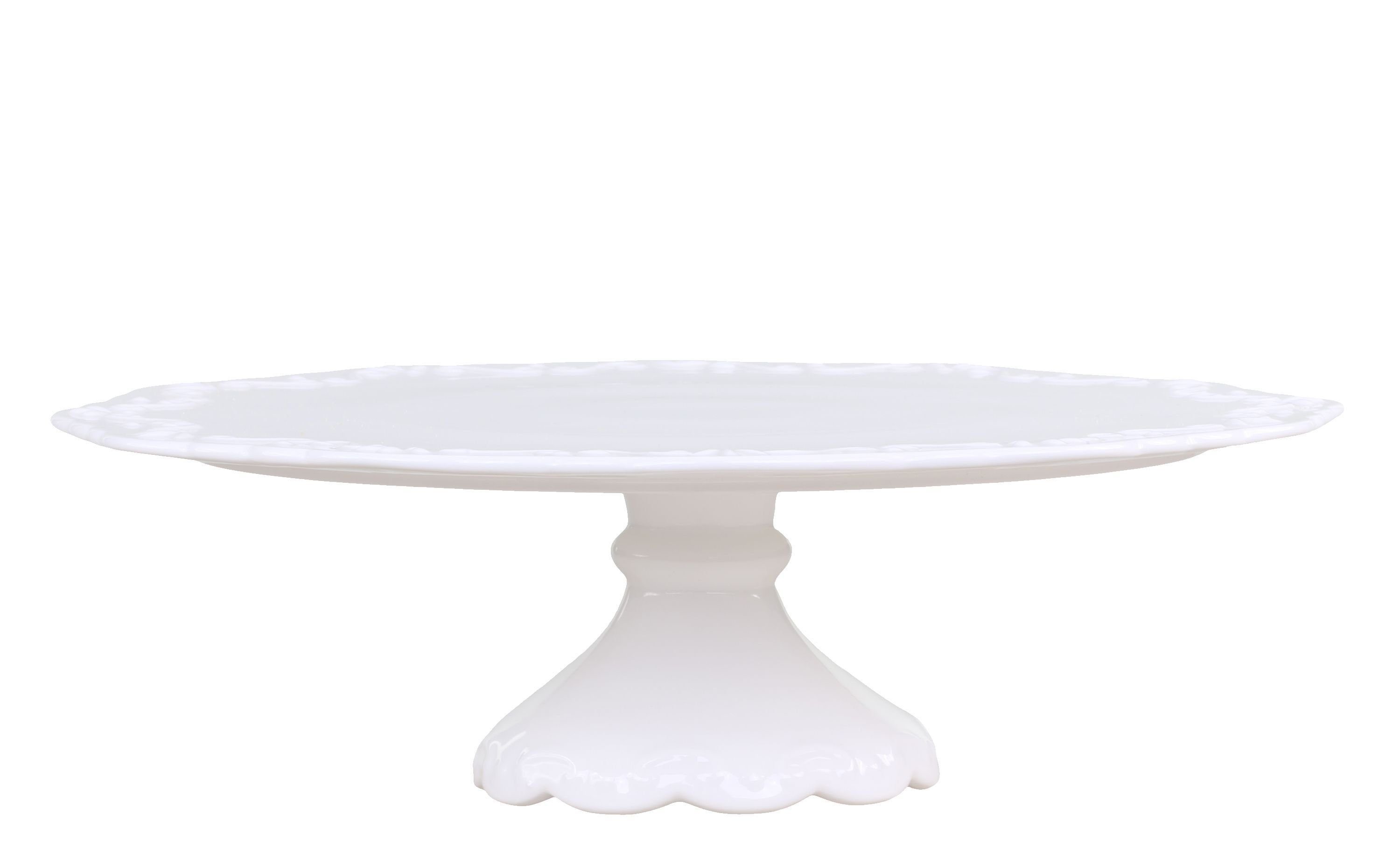 Tortenplatte Tortenplatte Kuchenplatte Weiß mit Fuß Porzallan D 28cm Chic Antique