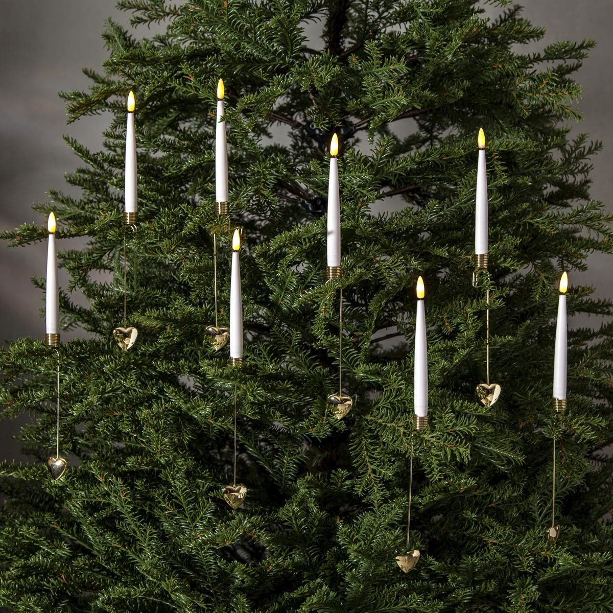 STAR TRADING LED-Kerze LED Christbaumkerzen 8er Set FB mit Timer, Herzhak, warmweiß