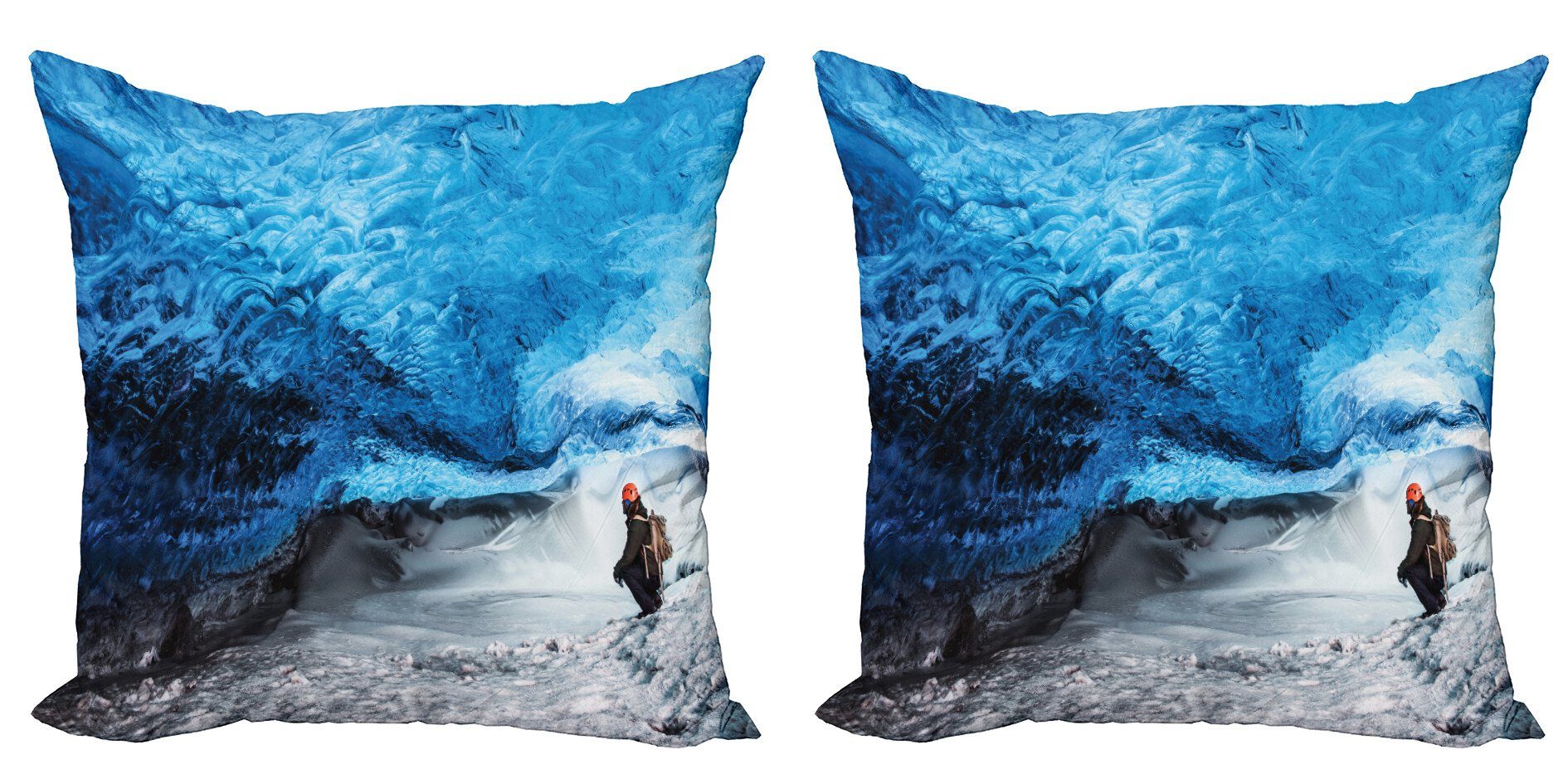 Doppelseitiger Kissenbezüge Reise Stück), in Landschaft Mann (2 Accent Eishöhle Abakuhaus Modern Digitaldruck,
