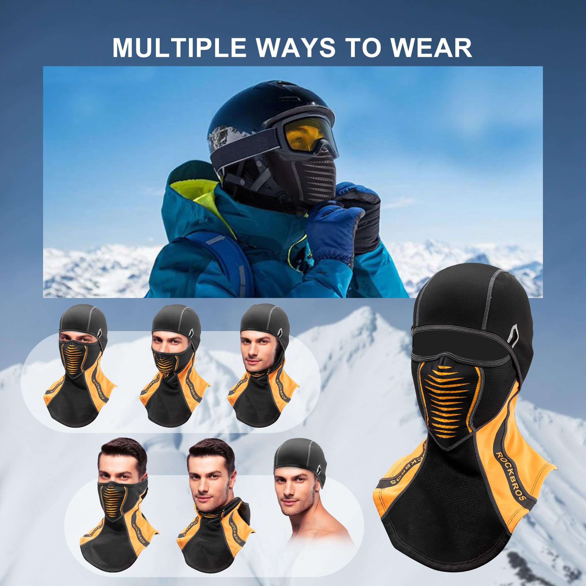 ROCKBROS Sturmhaube Winter Sturmmaske Fahrrad Balaclava Thermal für Radsport, Motorrad