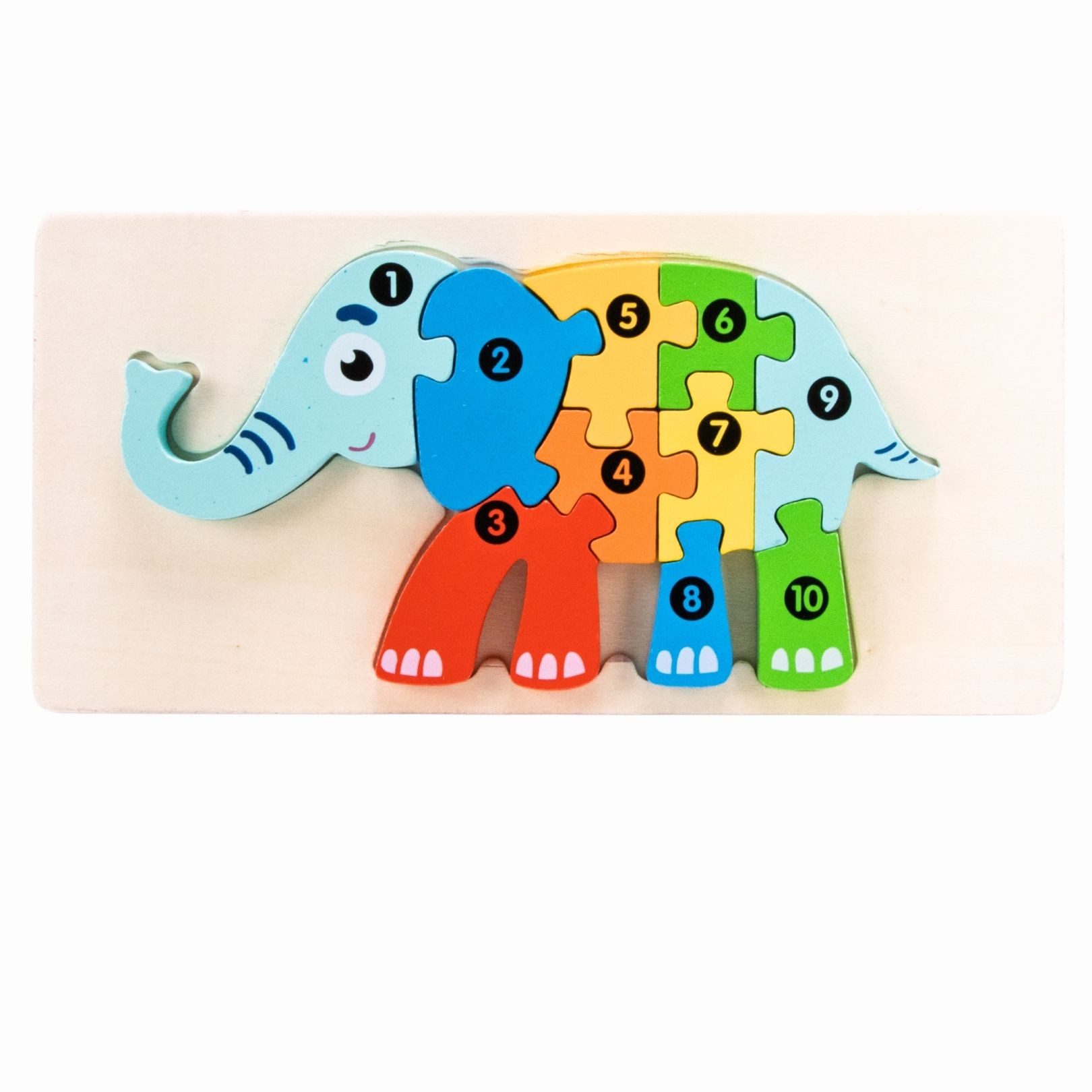 GICO Steckpuzzle Holzpuzzle Elefant mit Zahlen von 1 bis 10- 3910, Puzzleteile