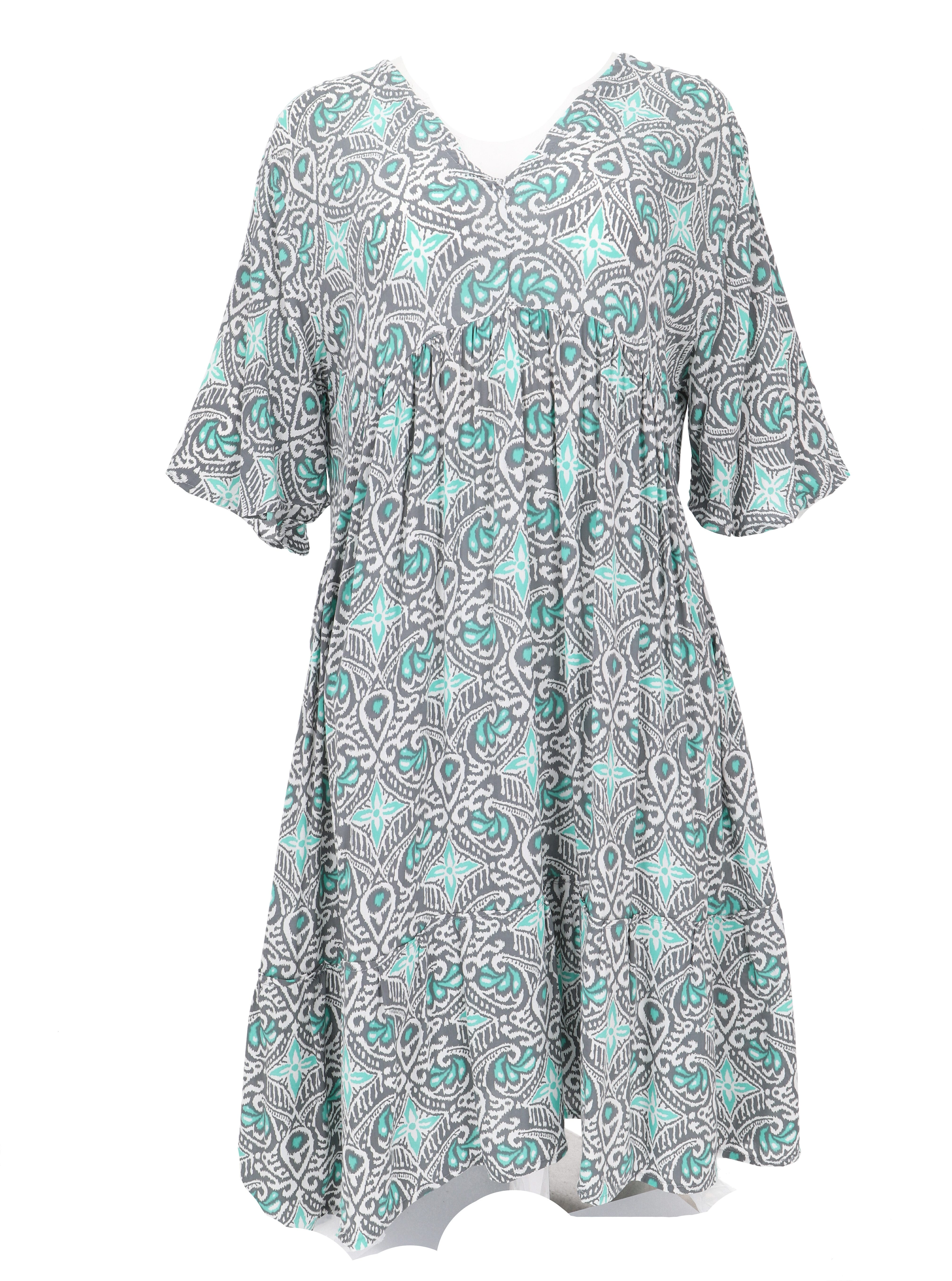 Guru-Shop Midikleid Boho Kurzarm Sommerkleid, Maxikleid,.. günstig online kaufen