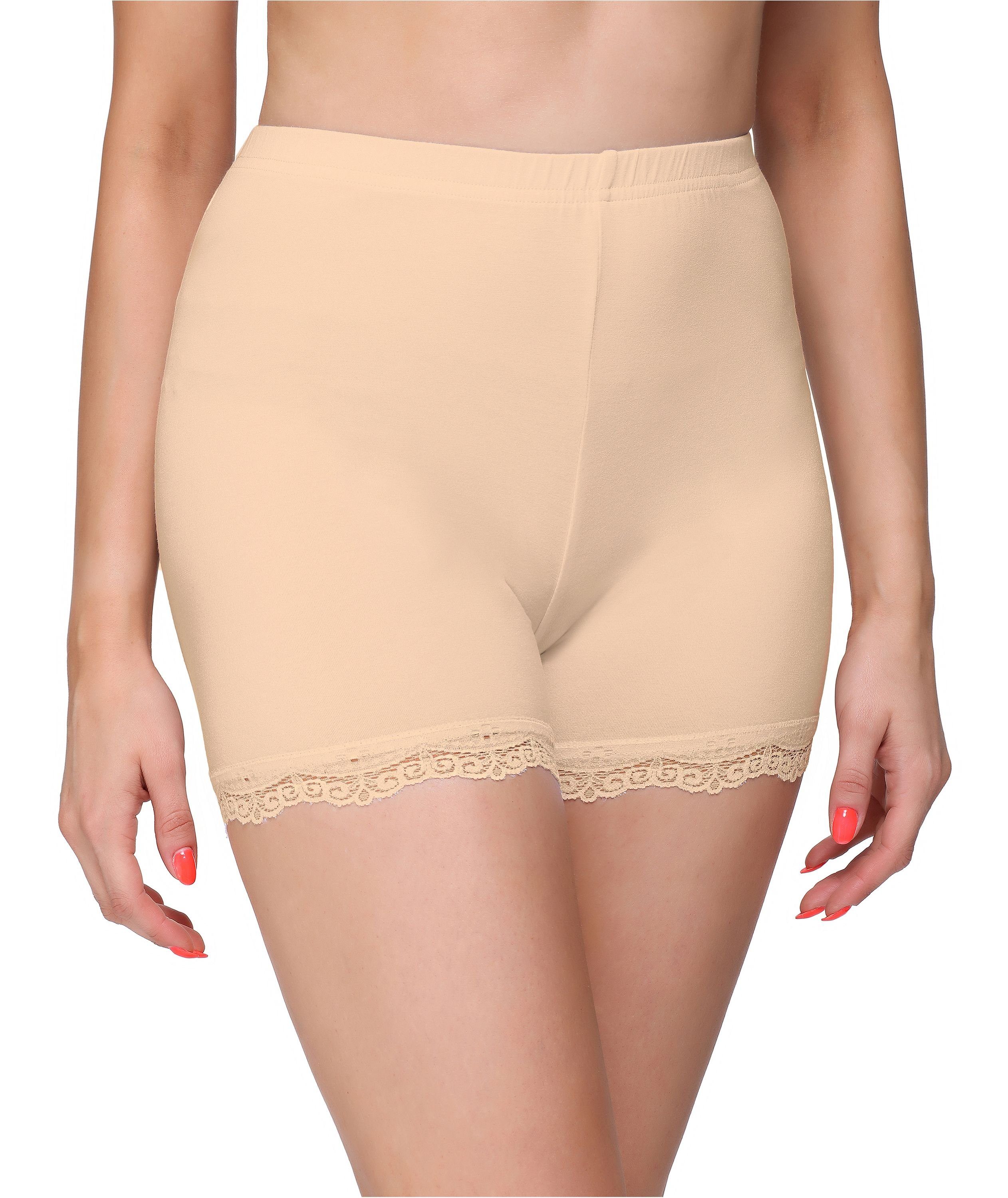 Damen Radlerhose MS10-294 Beige Style (1-tlg) Leggings Unterhose Merry Bund Shorts Boxershorts Hotpants elastischer
