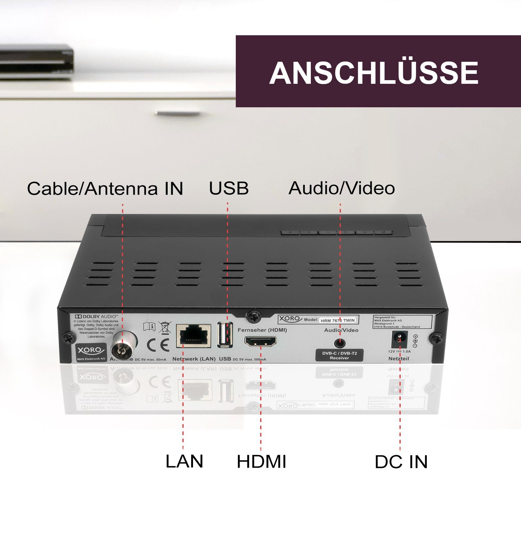 Xoro HRM 7670 TWIN - FullHD HEVC DVB-T/T2/C Combo Kabel-Receiver (Full HD)