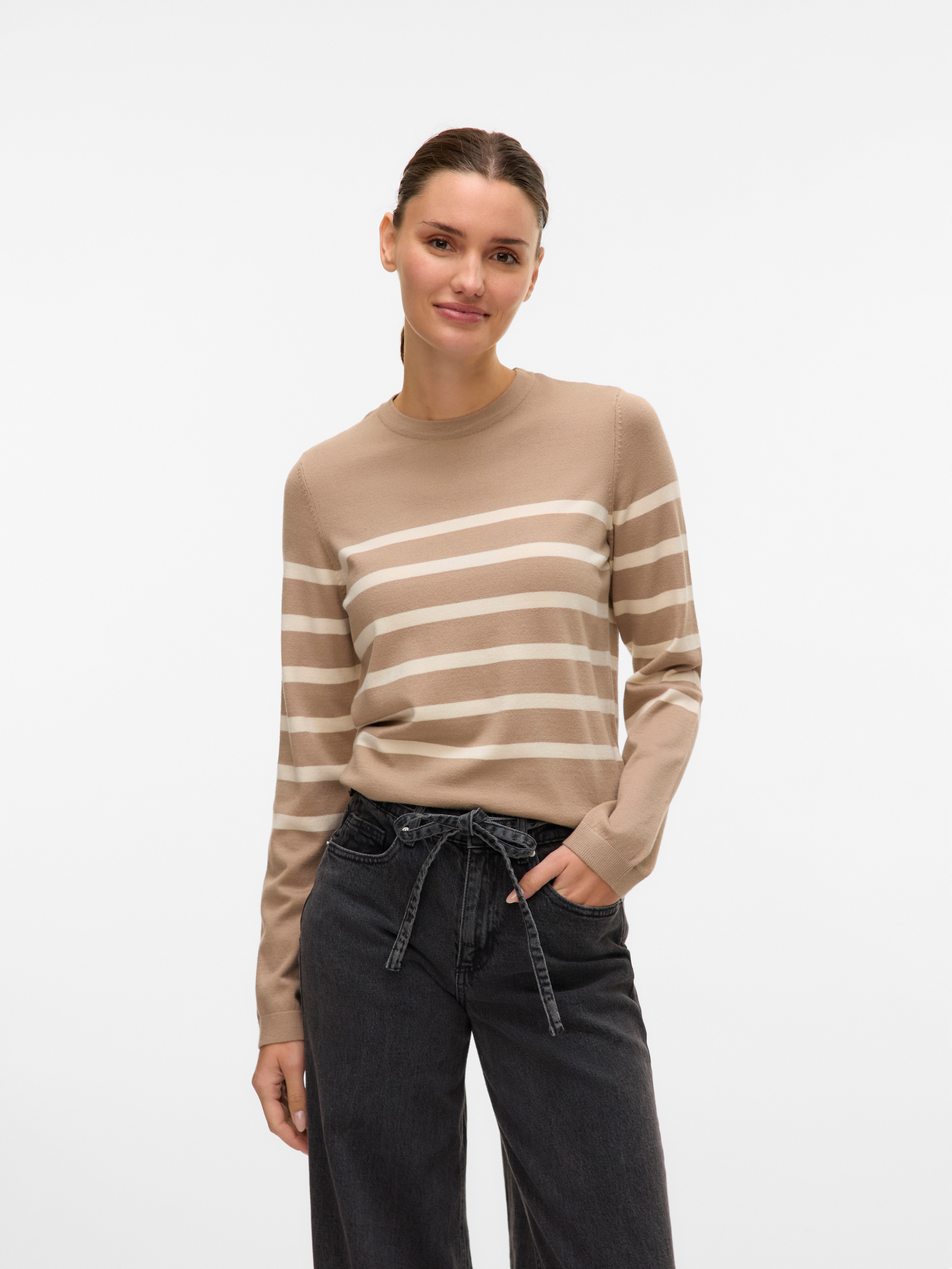 Vero Moda Rundhalspullover VMSABA PLAIN LS O-NECK PULLOVER GA NOOS