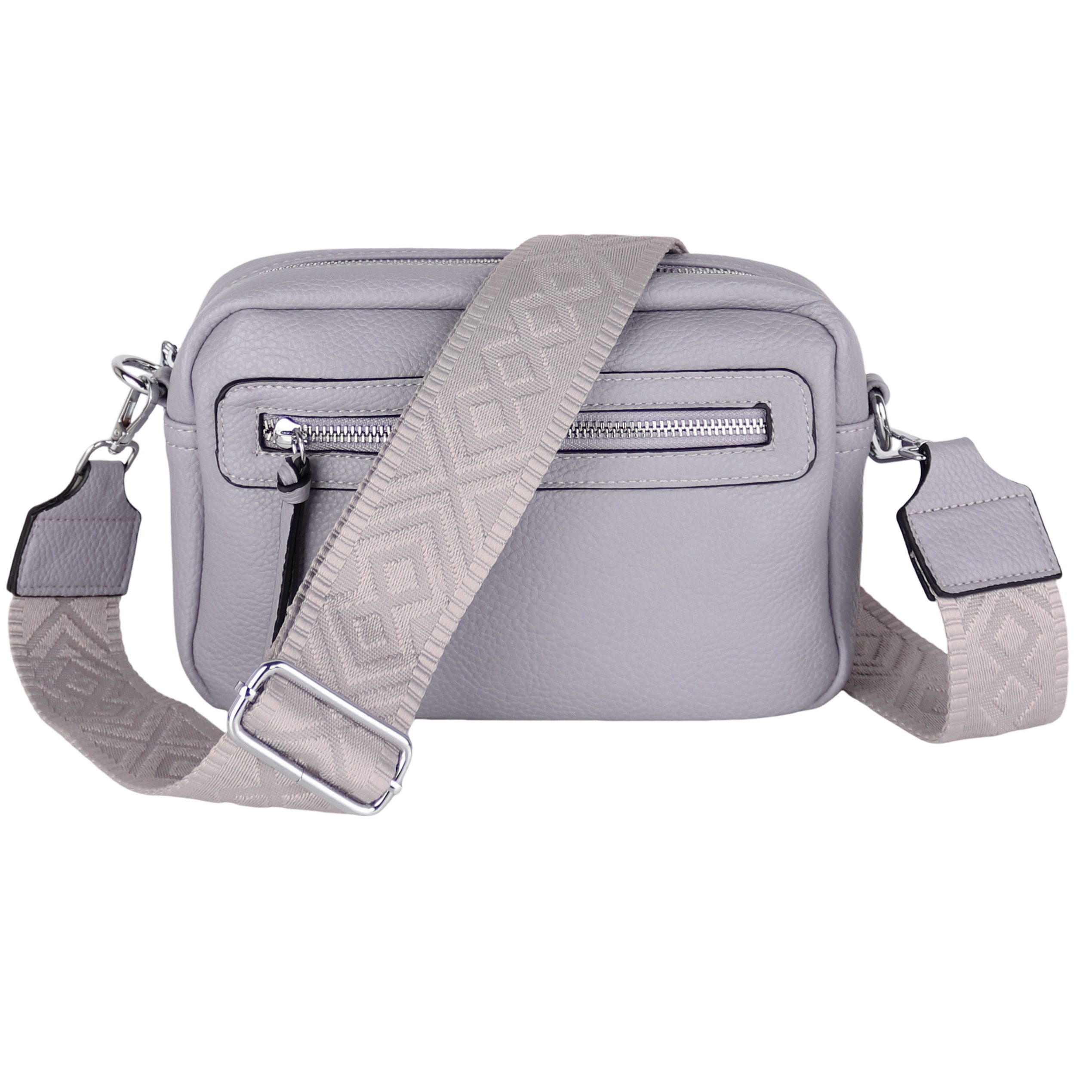 MIRROSI Umhängetasche Damen, Veganleder Crossbody Tasche Bag, Schultertasche (inkl. 1 Münzbeutel und 2 Wechselgurte, 26x16x8cm (BXHXT), gemusterten & verstellbaren Schulterriemen