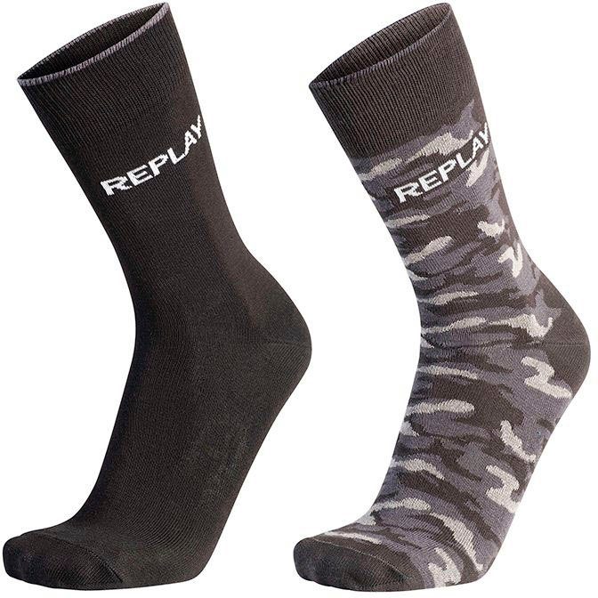 Logo 2Pcs Leg mit Replay Camouflage & Socken Banderole Logoschriftzug