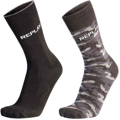 Replay Socken »Leg Logo & Camouflage 2Pcs Banderole« mit Logoschriftzug