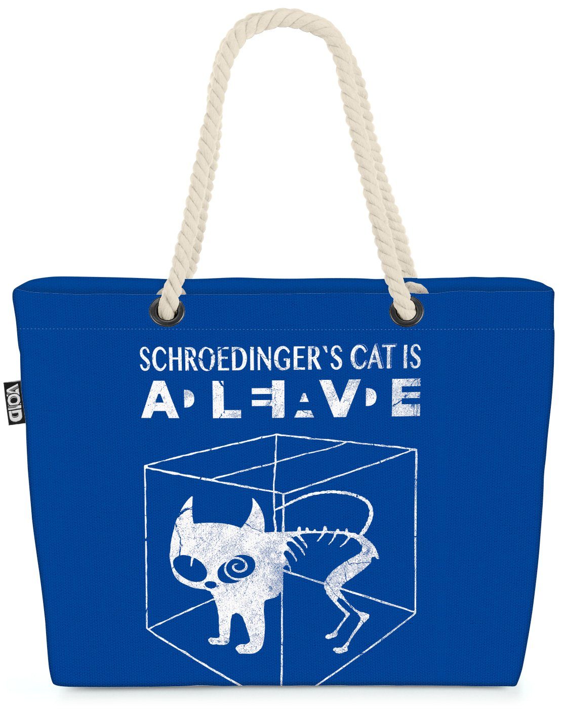 VOID Strandtasche (1-tlg), Sheldon Schrödingers Katze Shopper Beach Bag big bang Physik blau | Strandtaschen