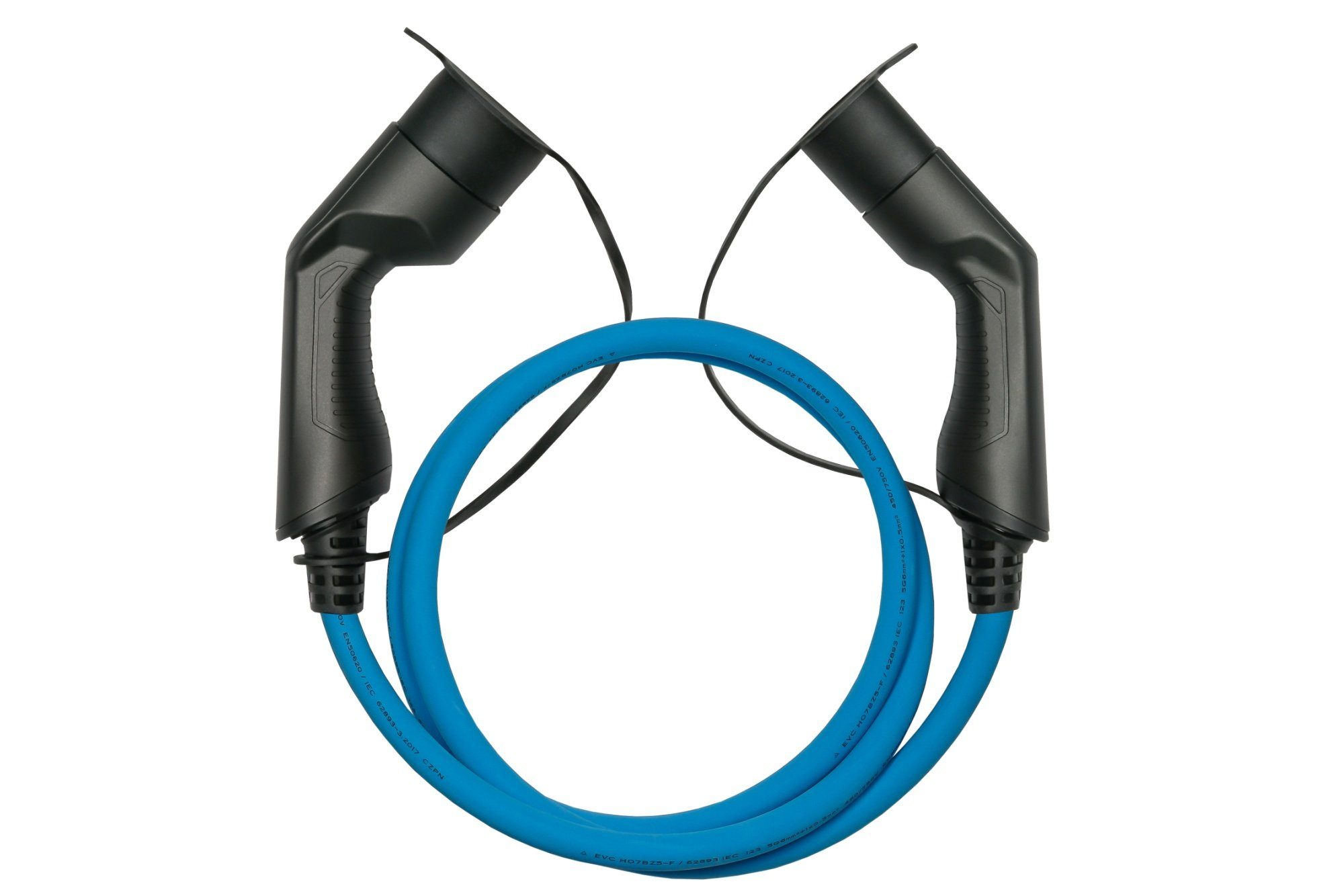 Kabelmeister E-Auto-Ladekabel Mode 3, Typ blau,2,5m kW, 32 3-phasig, 2 Elektroauto-Ladegerät ST/BU, 22 A