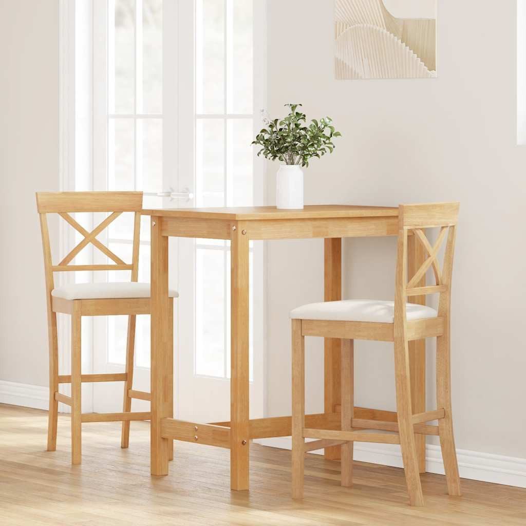 vidaXL Barhocker Barhocker mit Kissen 2 Stk. Natur Massivholz Gummibaum (2 günstig online kaufen