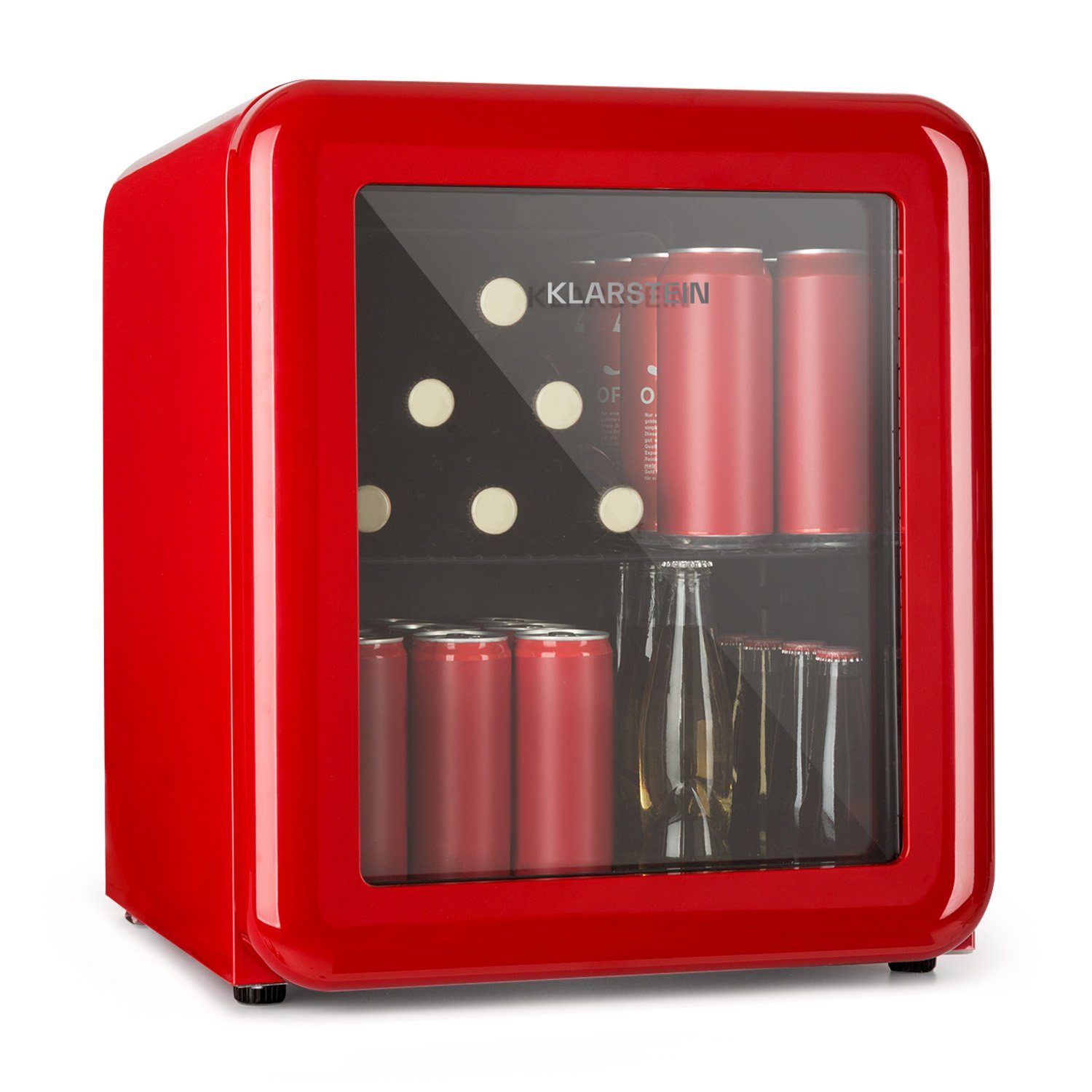 HEA13-PopLife-48L Glastür mit 10040737, 47.5 cm Getränkekühlschrank Bierkühlschrank cm Getränkekühlschrank breit, Klarstein 44 hoch, Flaschenkühlschrank