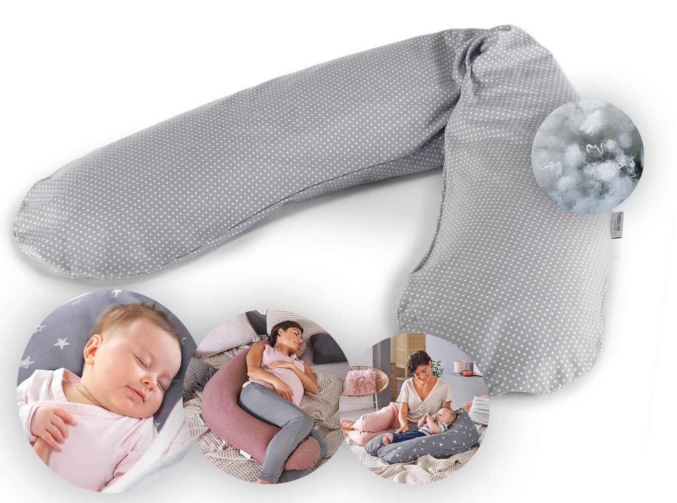 Theraline Stillkissen Das Original 190 cm mit Polyester Hohlfaser