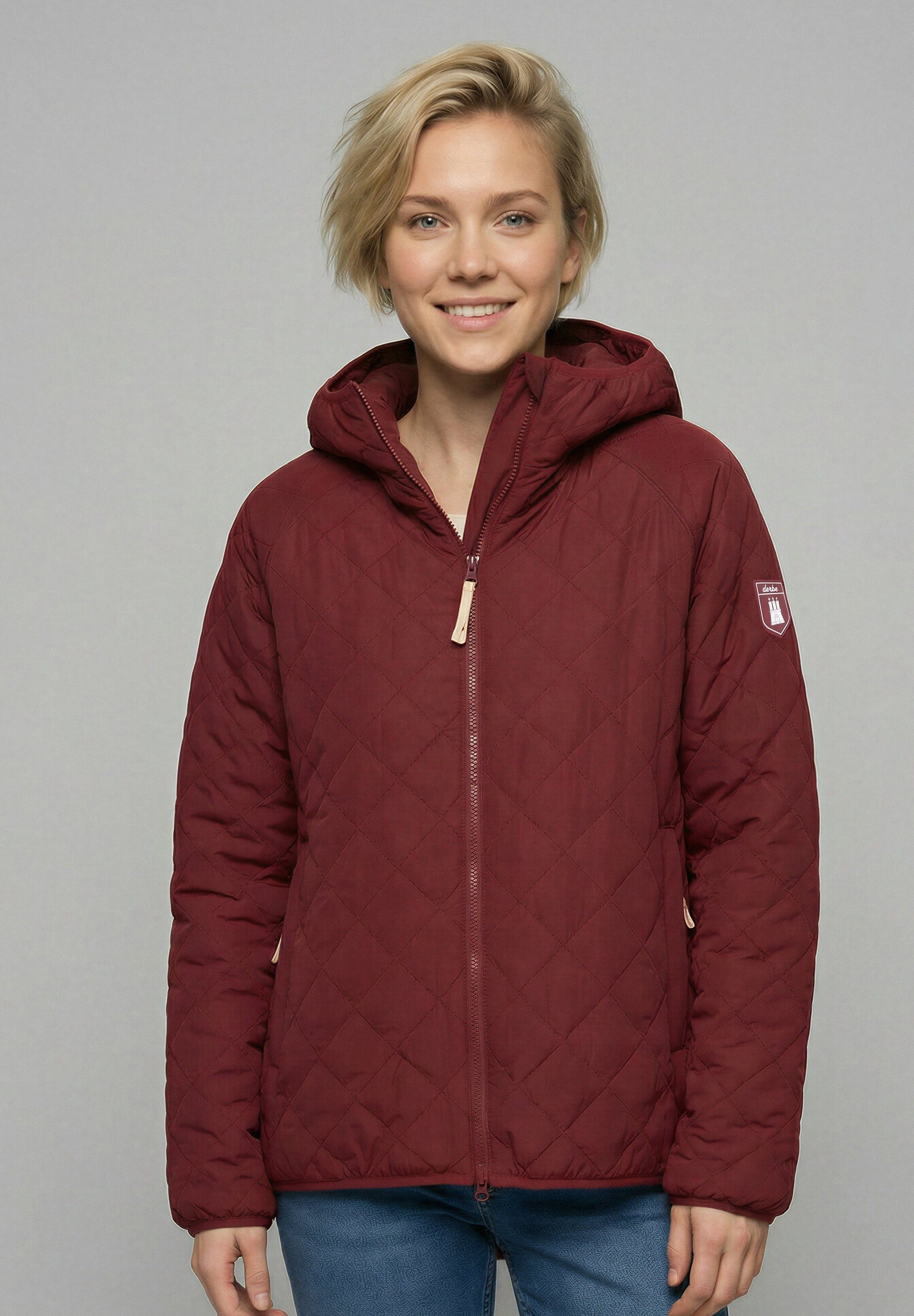 Derbe Steppjacke Quiltby Short Wasserabweisend, Kapuze, 2-Wege Reisßverschluss