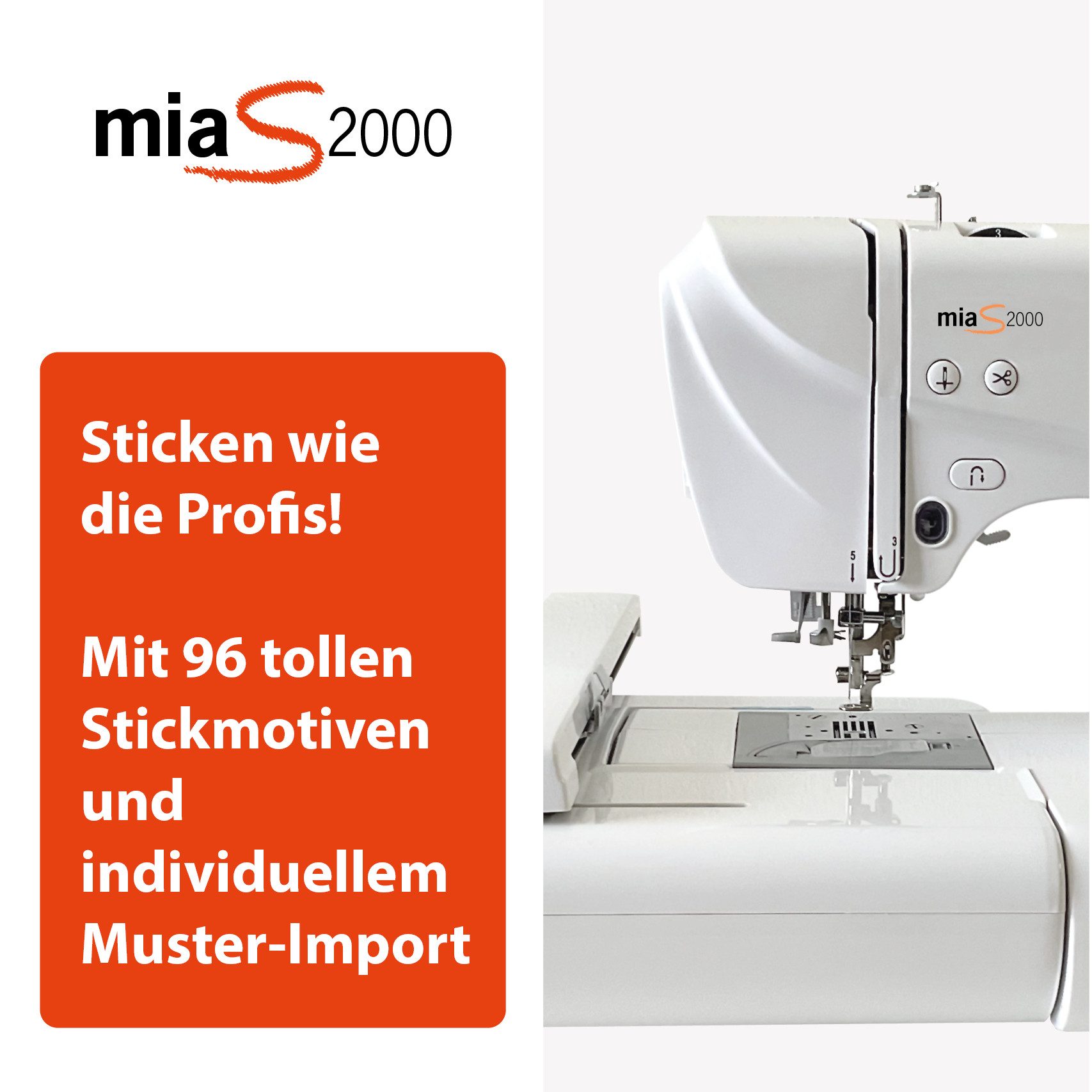 GLAESER home Stickmaschine GLAESERhome miaS2000 Stickmaschine, 96 Stickmotive