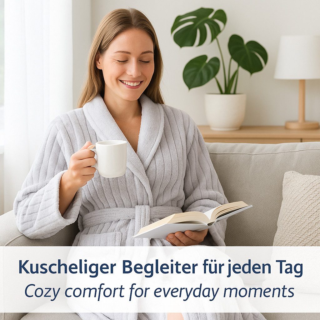 Betz Bademantel Microfaser mit Schalkragen - MALMÖ - für Herren und Damen, Gürtel