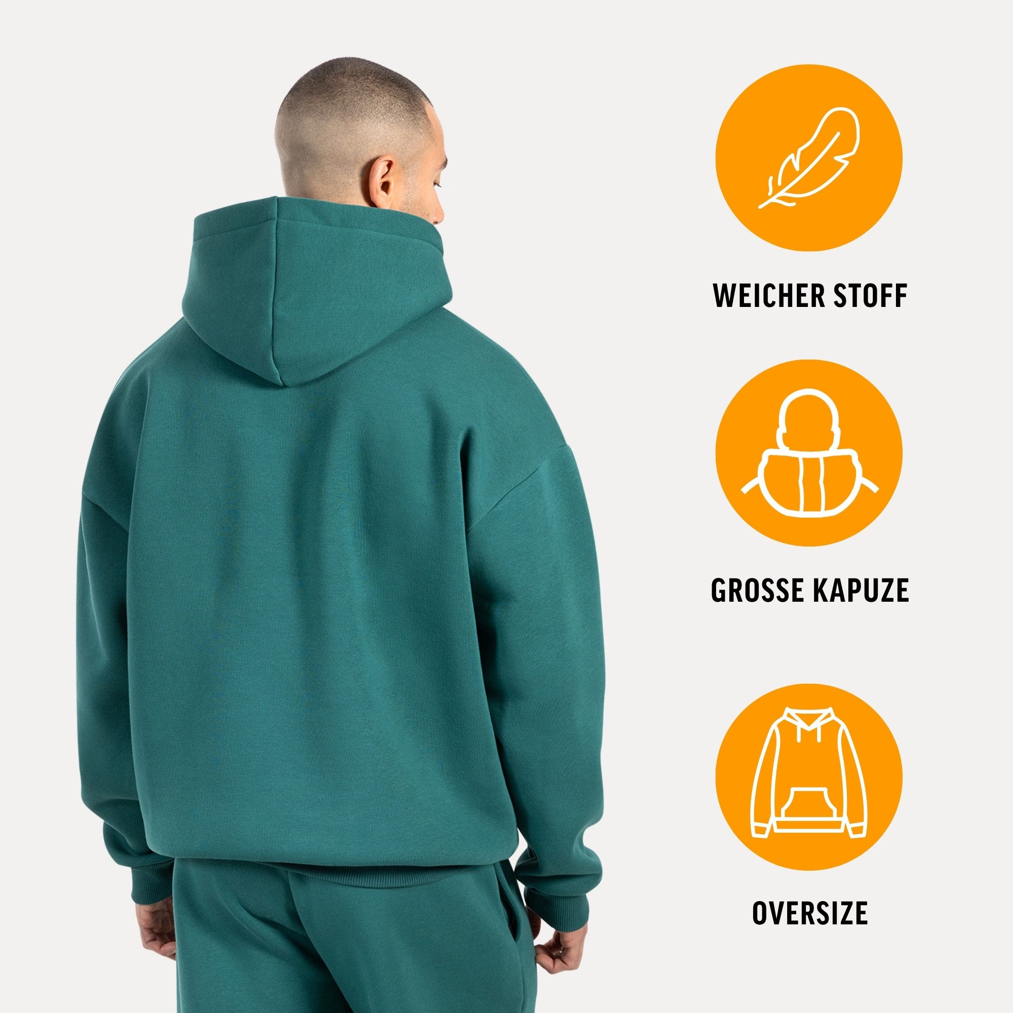Smilodox Hoodie Lorik, Oversize Kapuzenpullover mit großem Frontprint auf der Brust weicher und flauschiger Stoff Kängurutasche Pulli Alltag Streetstyle