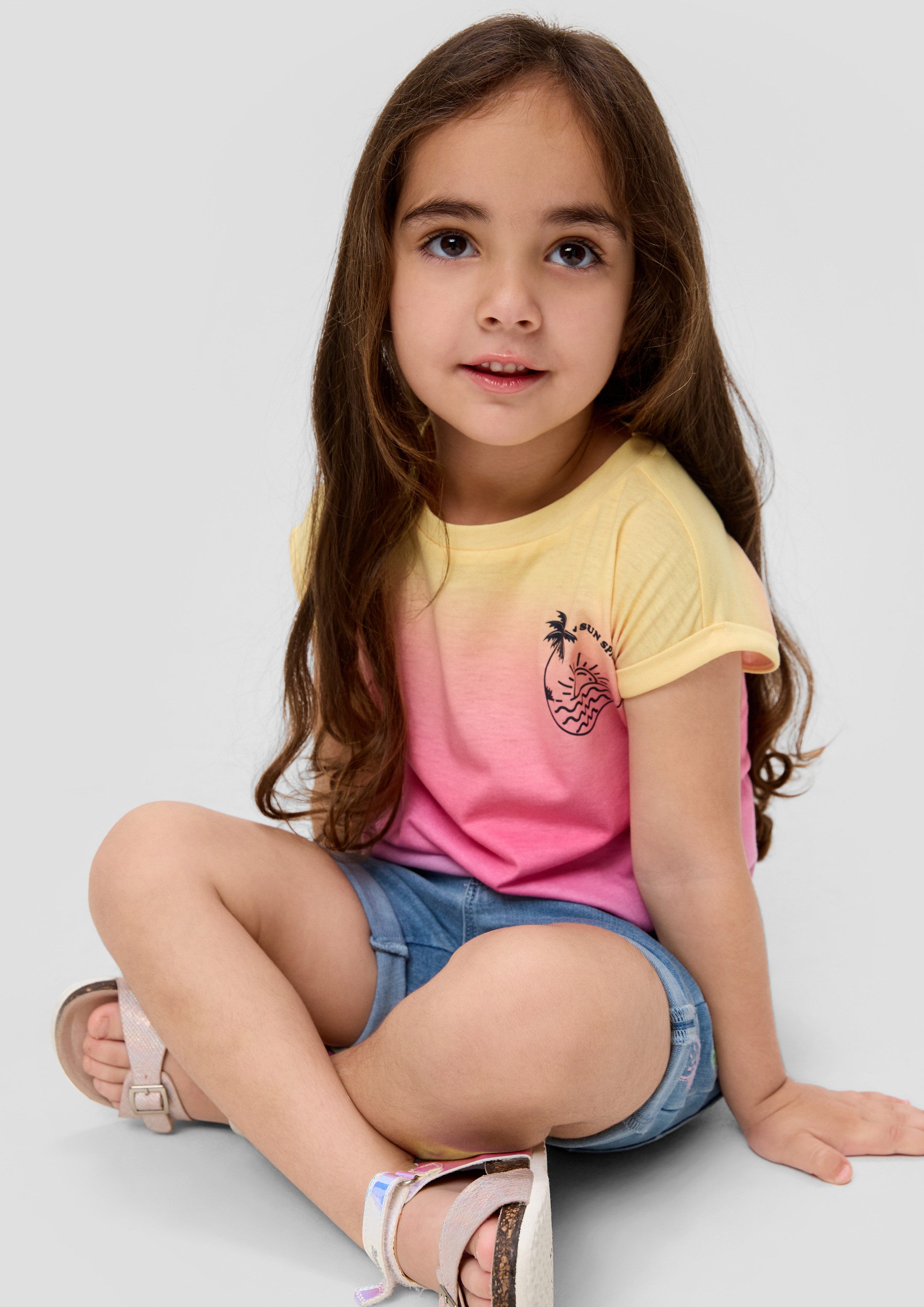 s.Oliver Kurzarmshirt T-Shirt T-Shirt mit Farbverlauf und Knoten-Detail